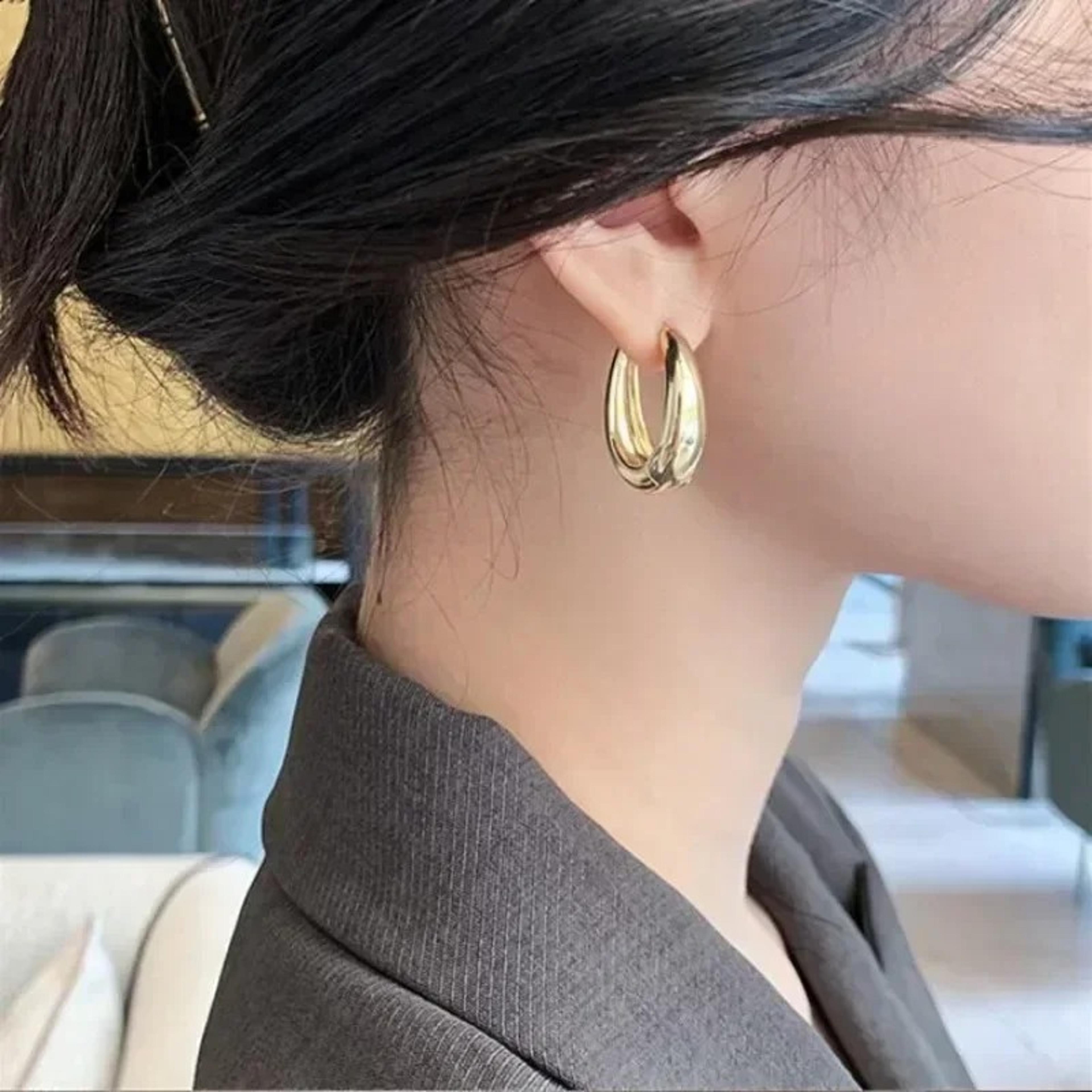 fashion metal drop earrings for women, vintage hoop earring trend, classic party wedding pendant jewellery gift