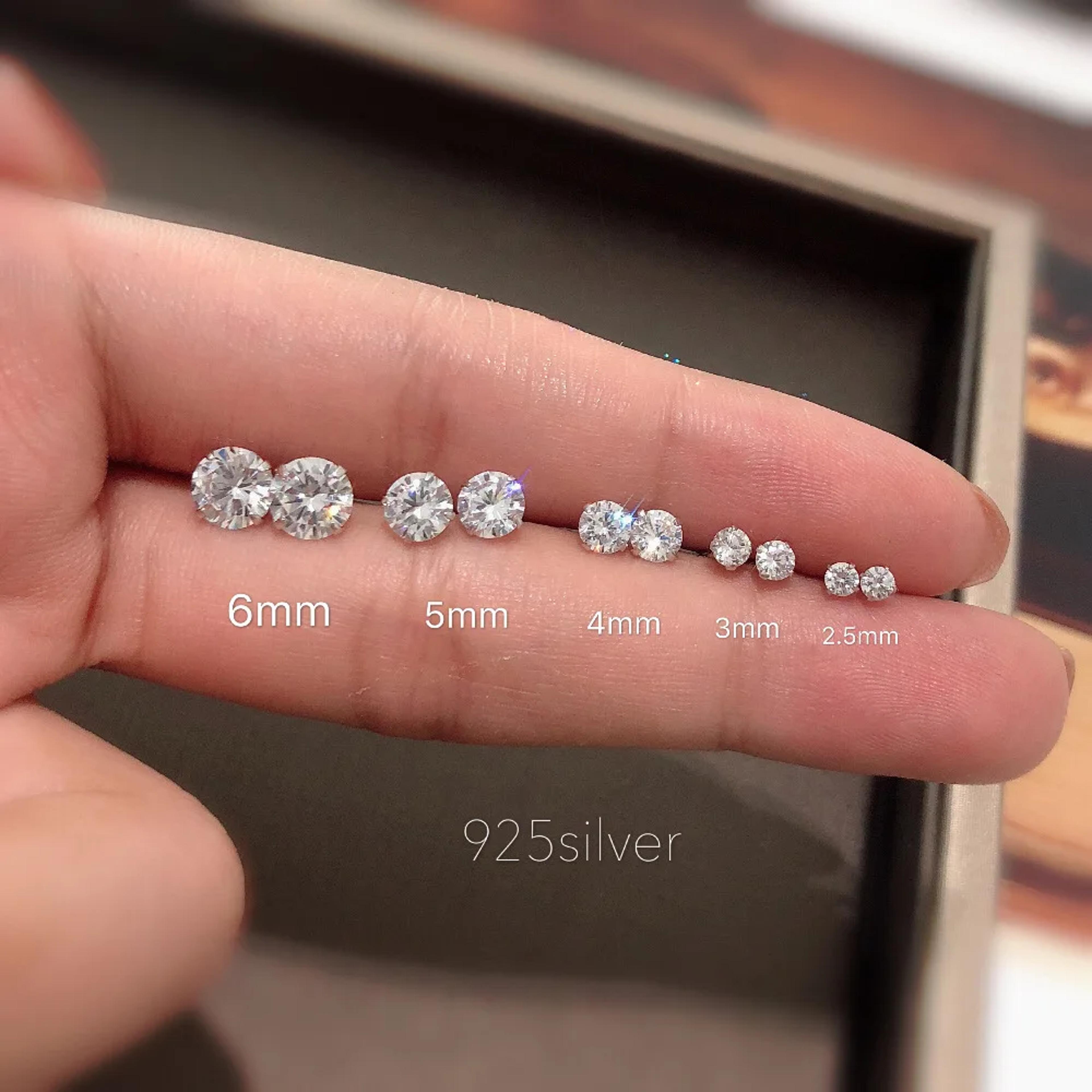 sterling silver jewellery, cute tiny clear crystal stud earrings, fashion gift for women, girls, teens, lady jewellery