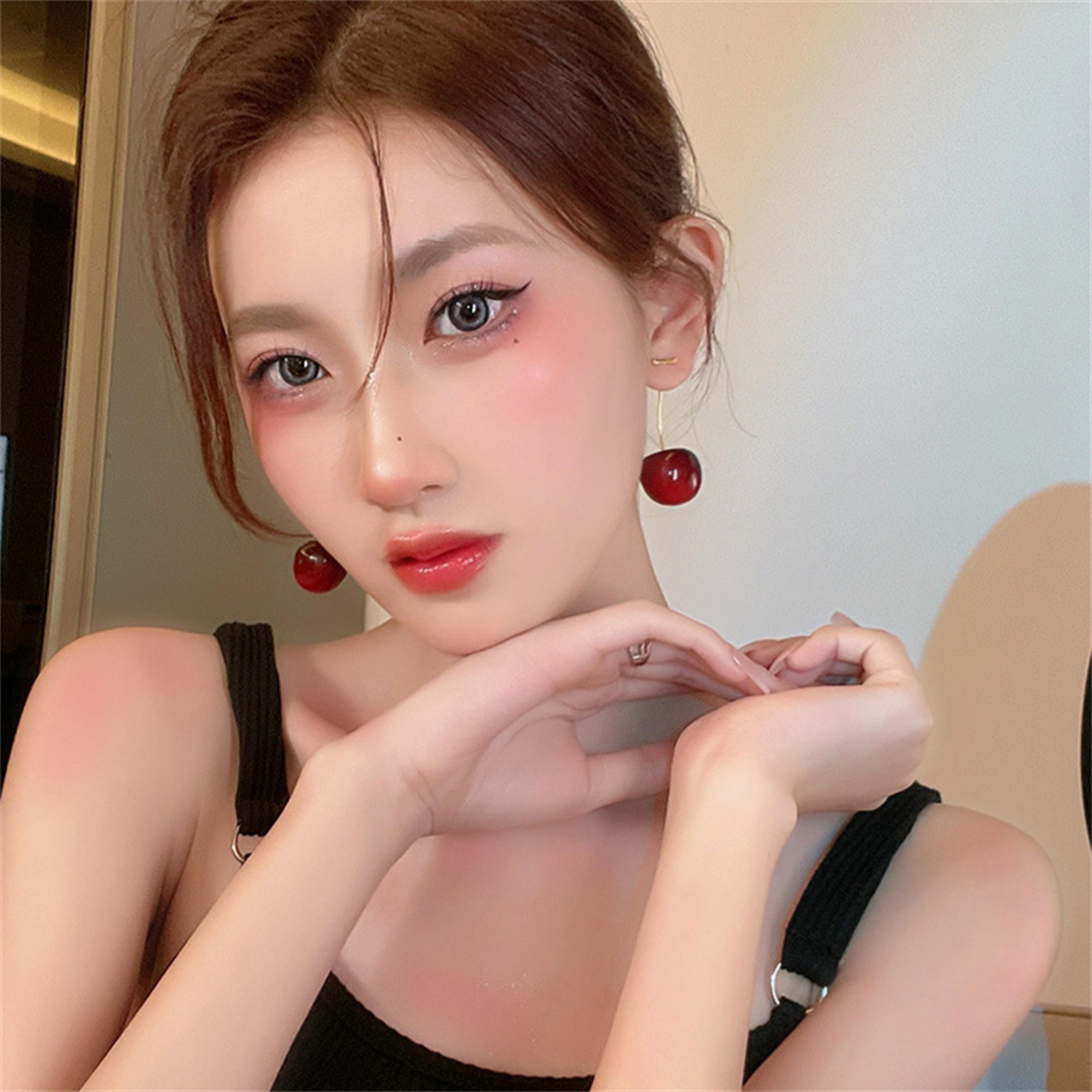 cute cherry fruit acrylic earrings, fashion able resin cherry earrings for women, trendy jewellery accessories