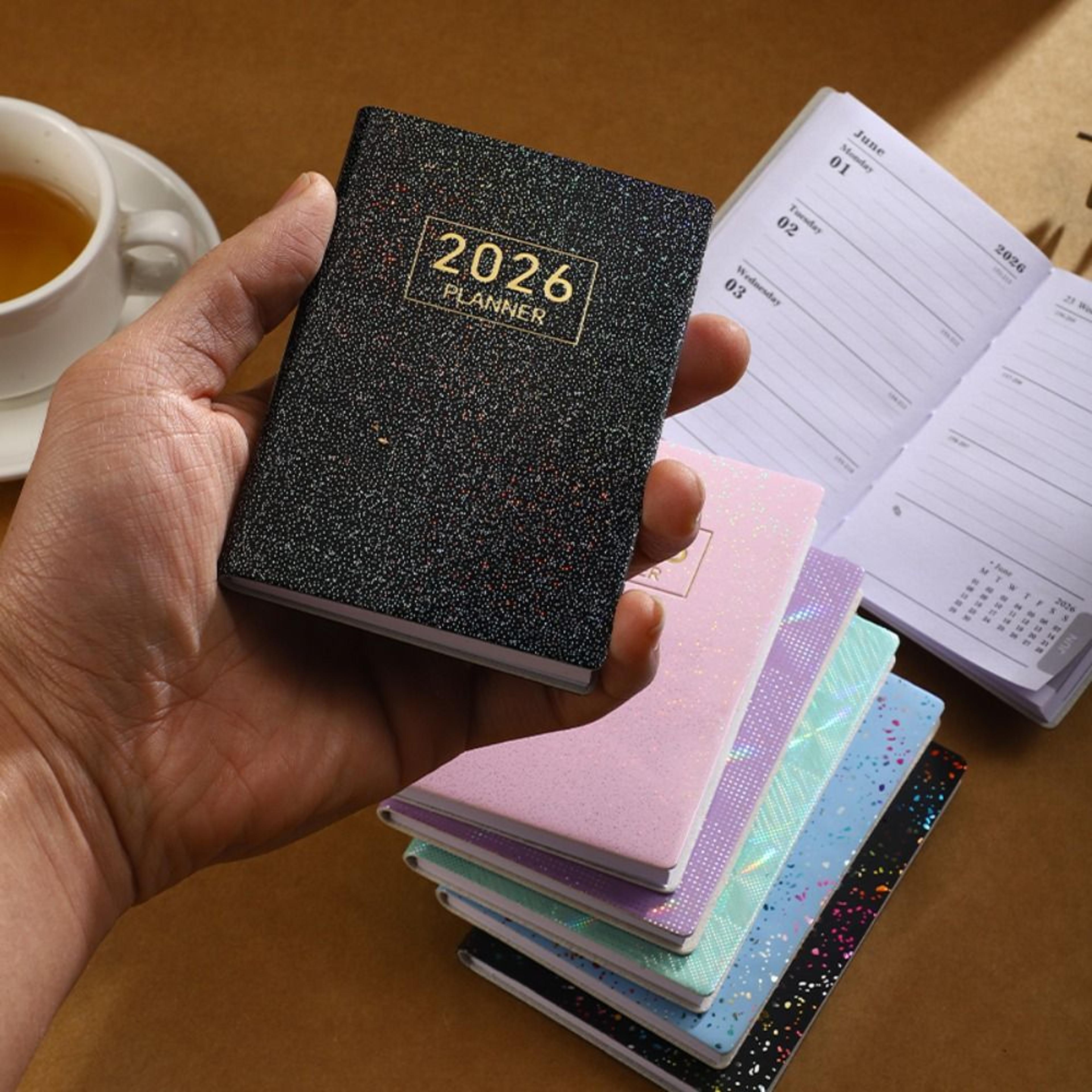 portable agenda book, pocket with calendar, appointment book diary, weekly planner for school office use