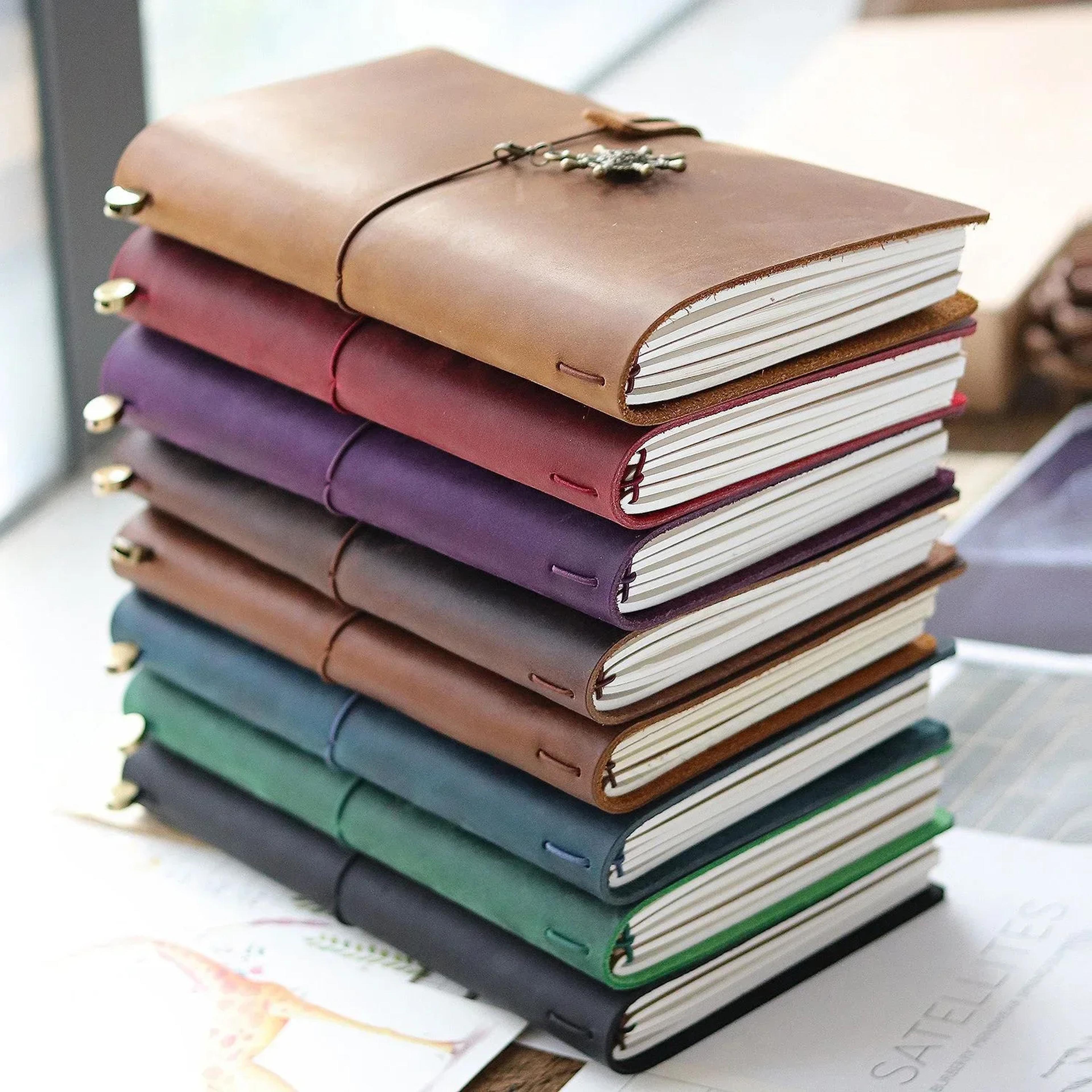 genuine leather journal, traveler notebook, retro handmade diary, portable sketchbook, cow hide gift planner