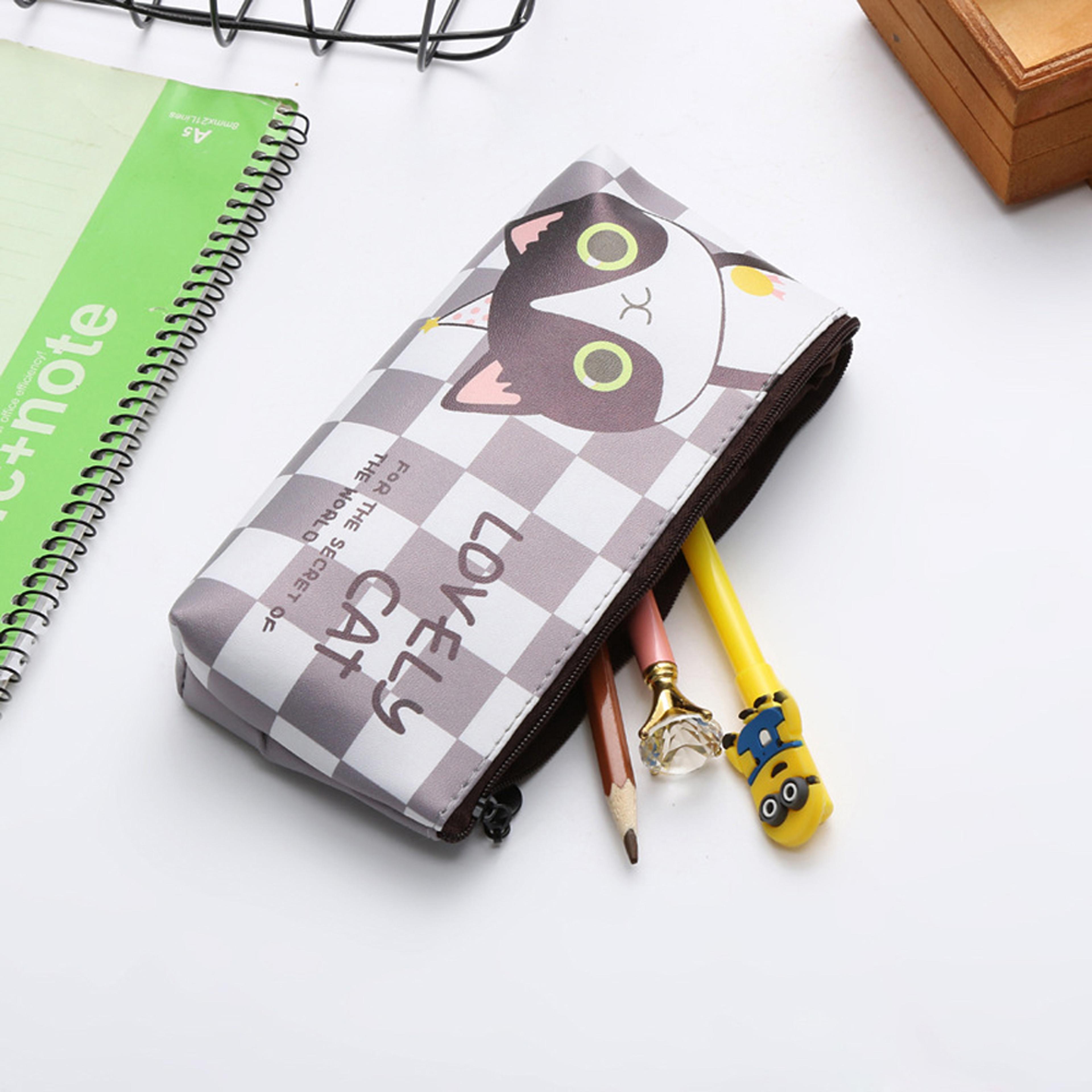 cat school pencil bag, cute silicone waterproof case, girls kids gift, office school supplies, stationery organizer