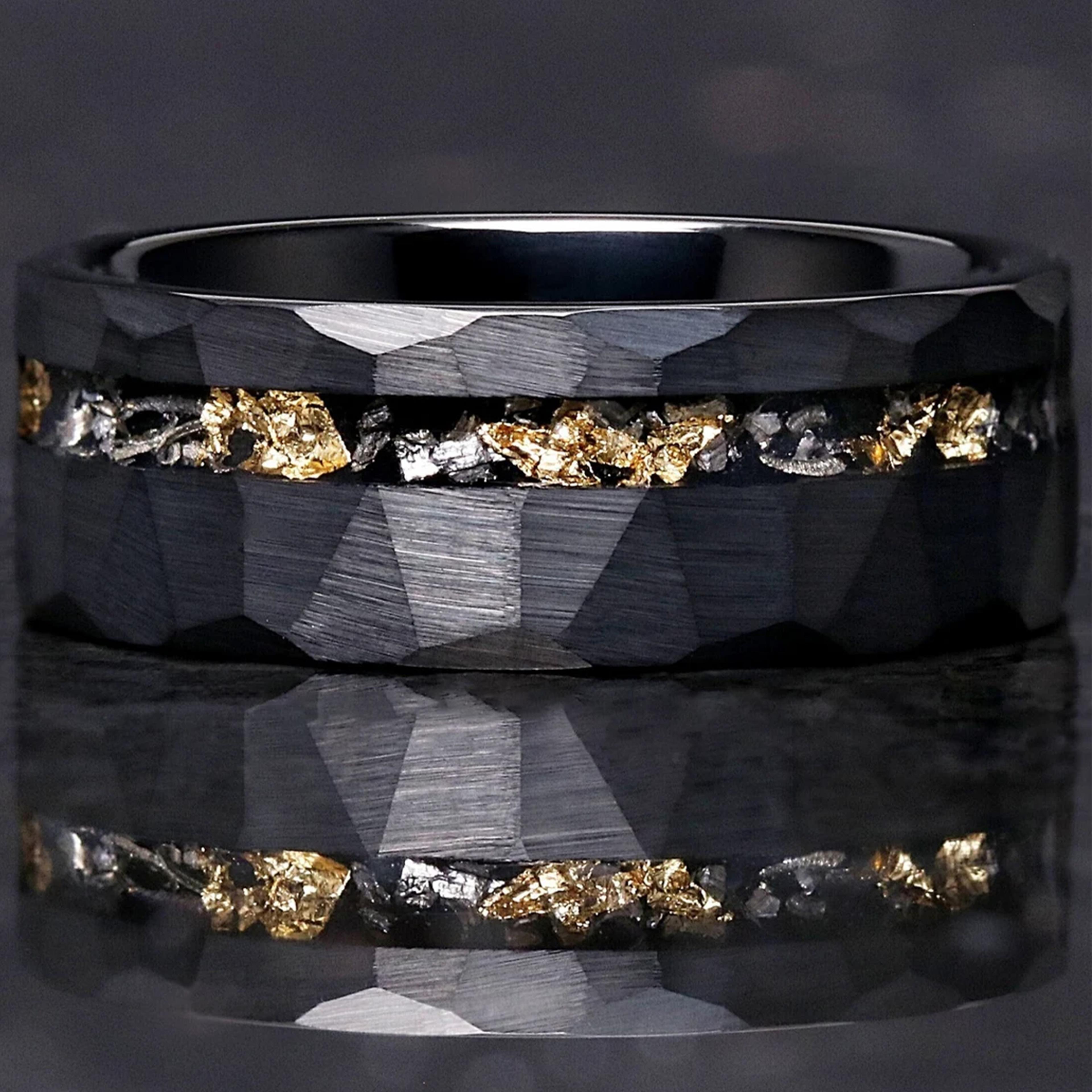 meteorite tungsten ring, fashion jewellery for men, wedding bands & engagement rings