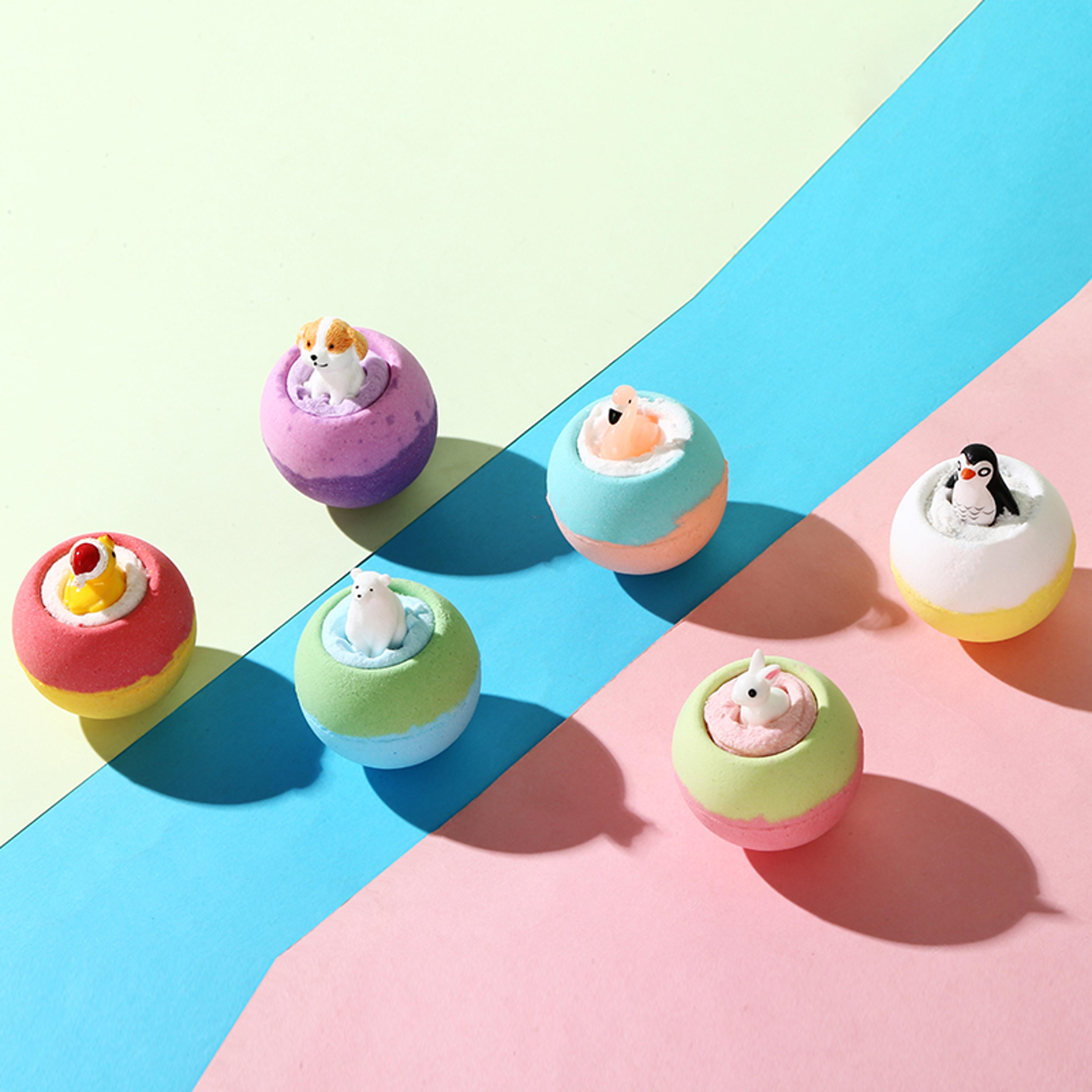 bath bombs for kids with surprise toys inside, fun holiday bubble bath, cheerful scent for boys and girls