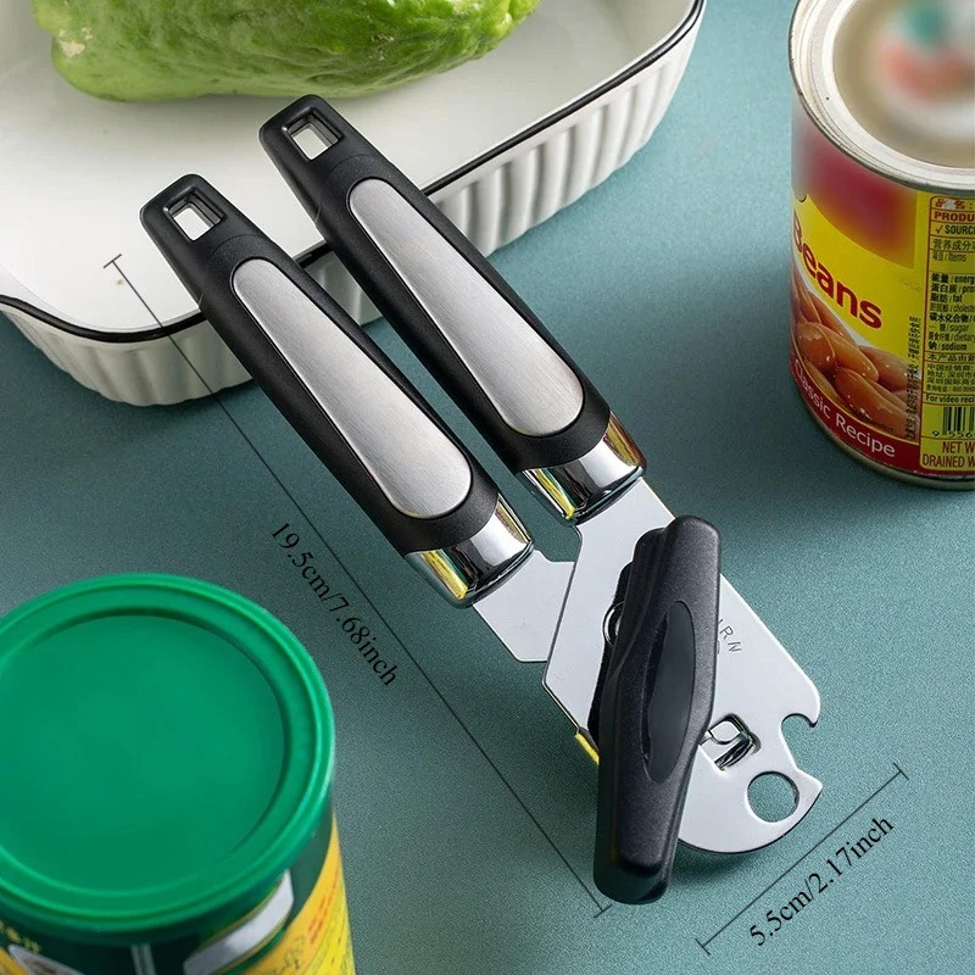 professional stainless steel tin can opener, multi-functional side cut kitchen tool, beer bottle opener for easy use