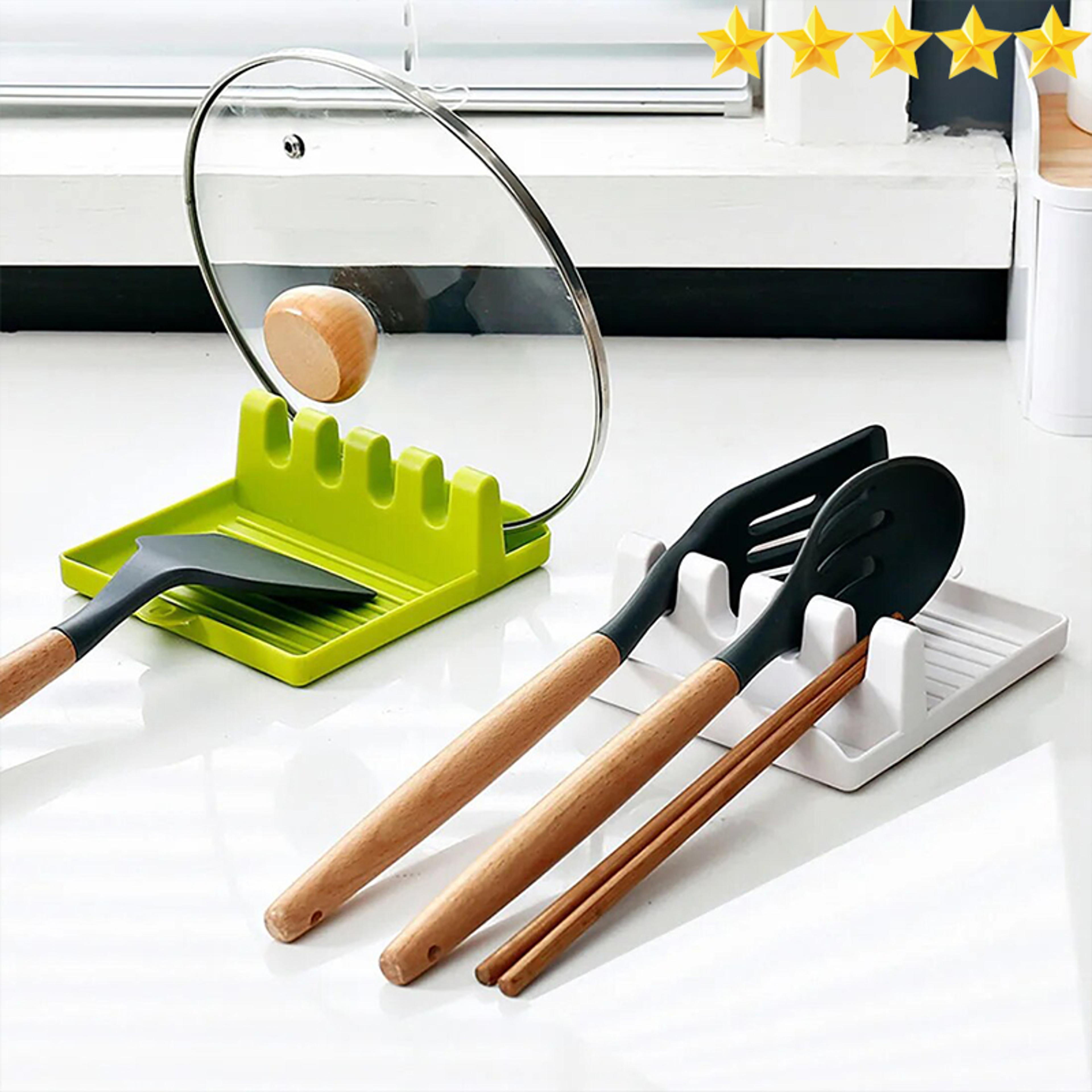patula rack for pot lids, counter top spoon shelf, shovel spoon rack, soup spoon pad, chopsticks holder