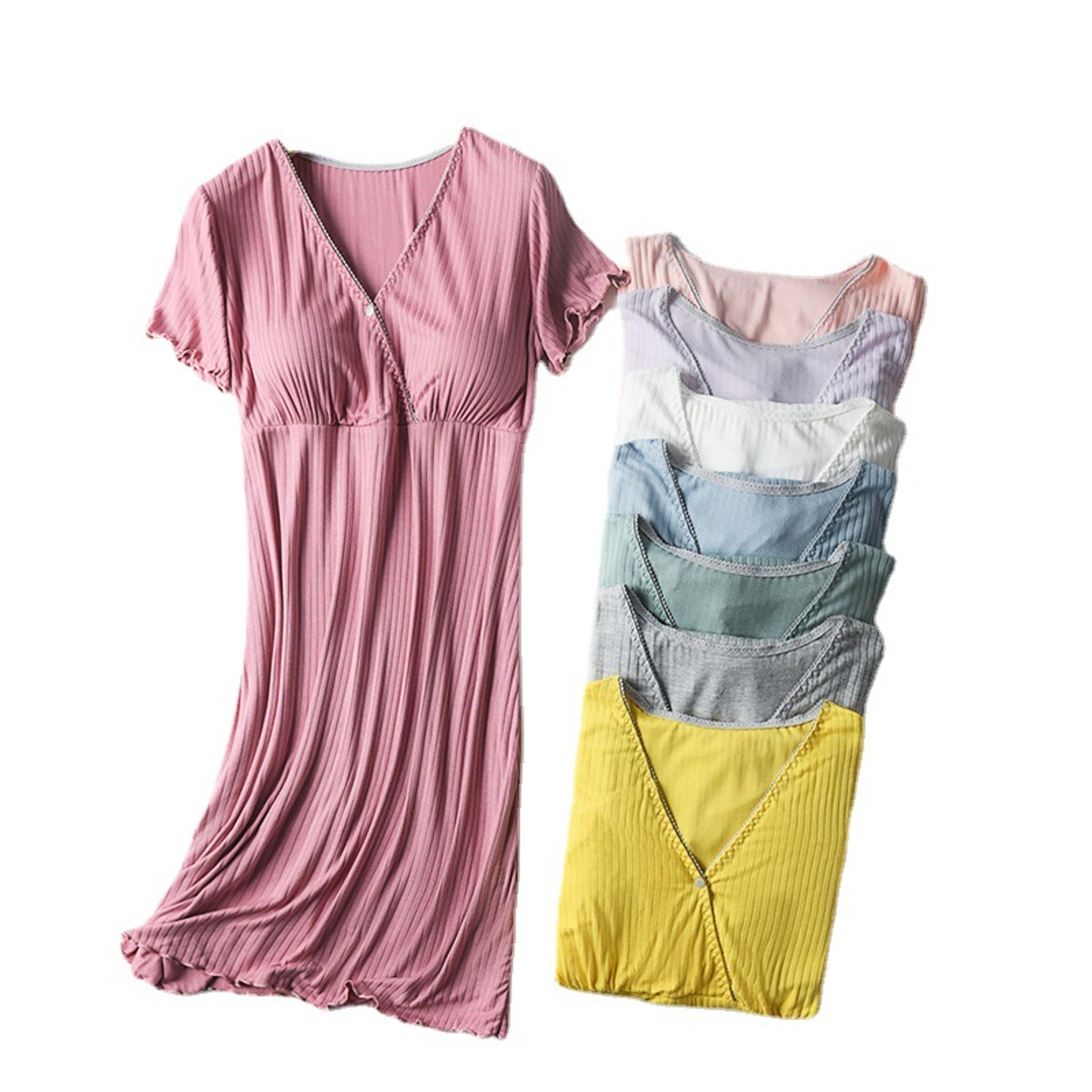 modal maternity clothes, breastfeeding nightgowns, nursing sleepwear, loose fitting breast feeding pajamas