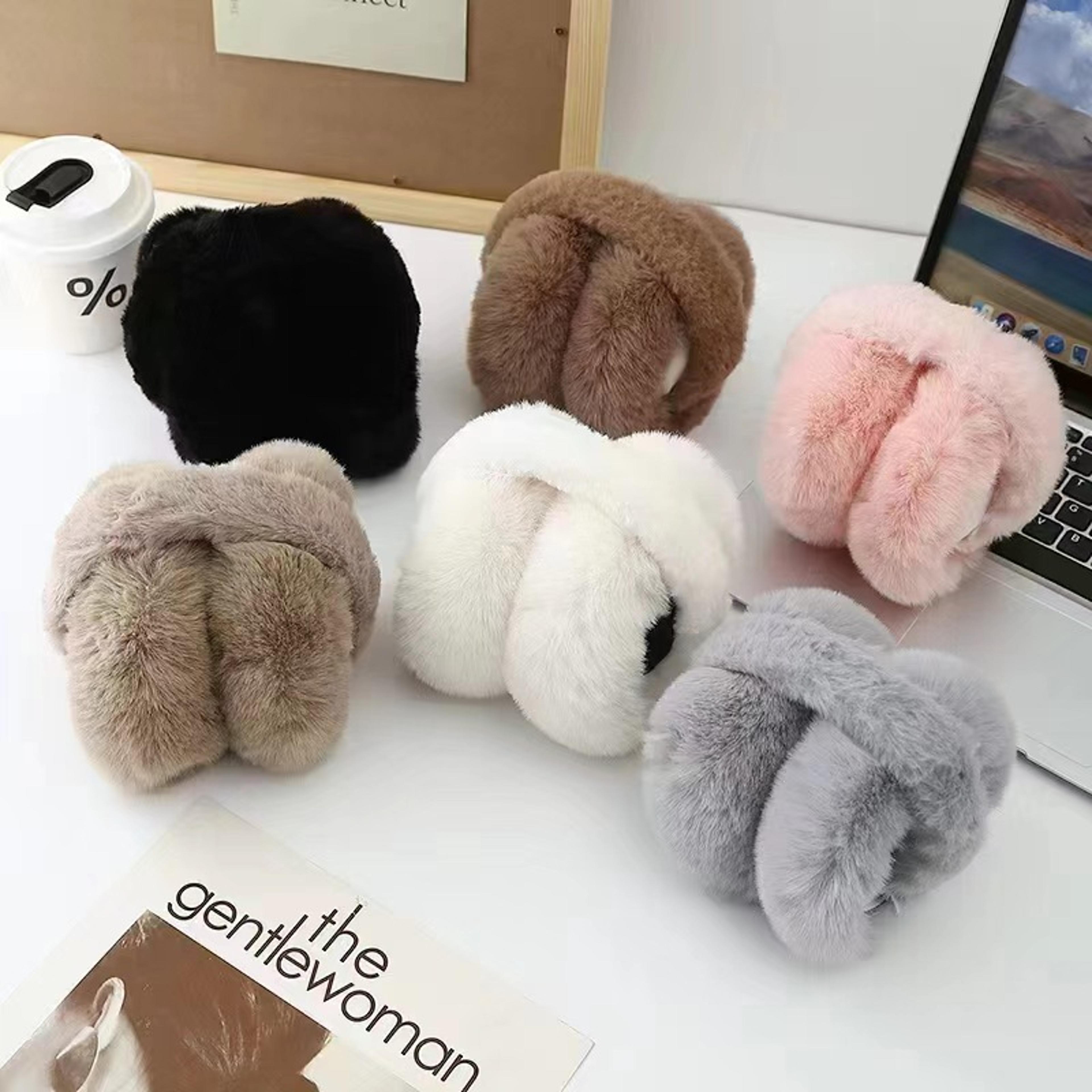 fold able children ear protectors for winter, warm & cute plush, cold & windproof, thickened student ear tips