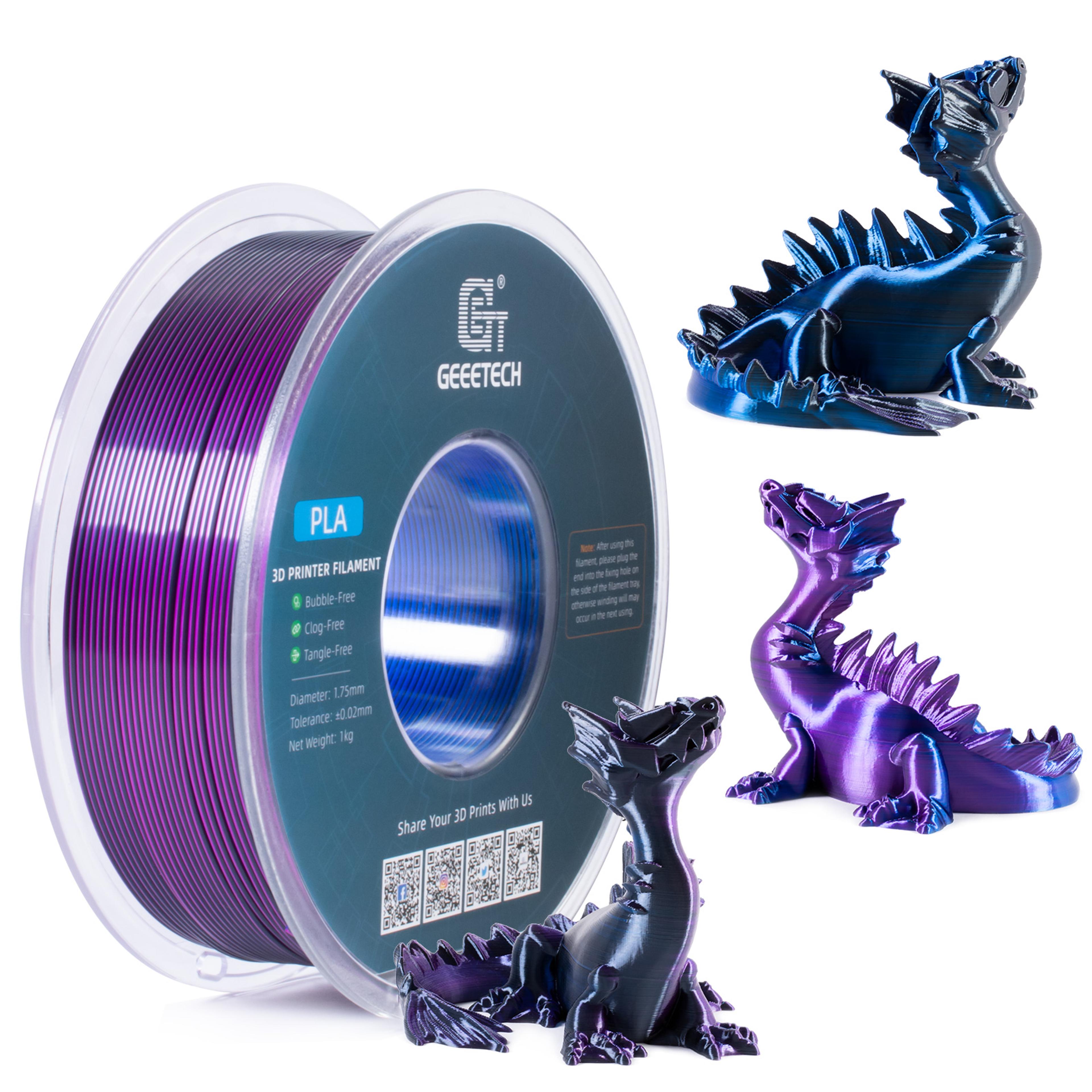 three tri color silk pla filament, spool, vacuum packaging, special color for printing