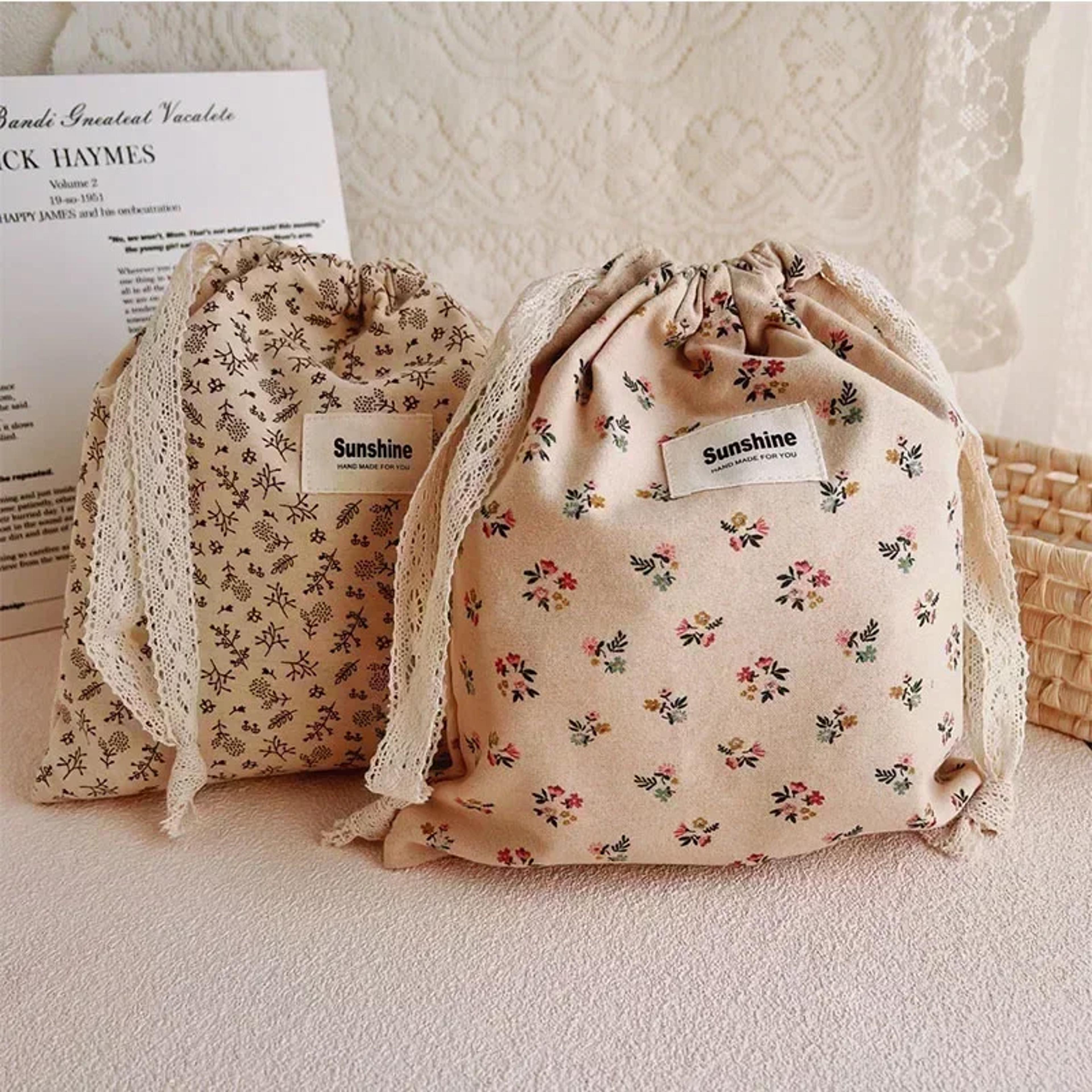 printed flower mommy bag, baby diaper bag with cotton nappy, string pocket stroller carry pack for travel & outdoor