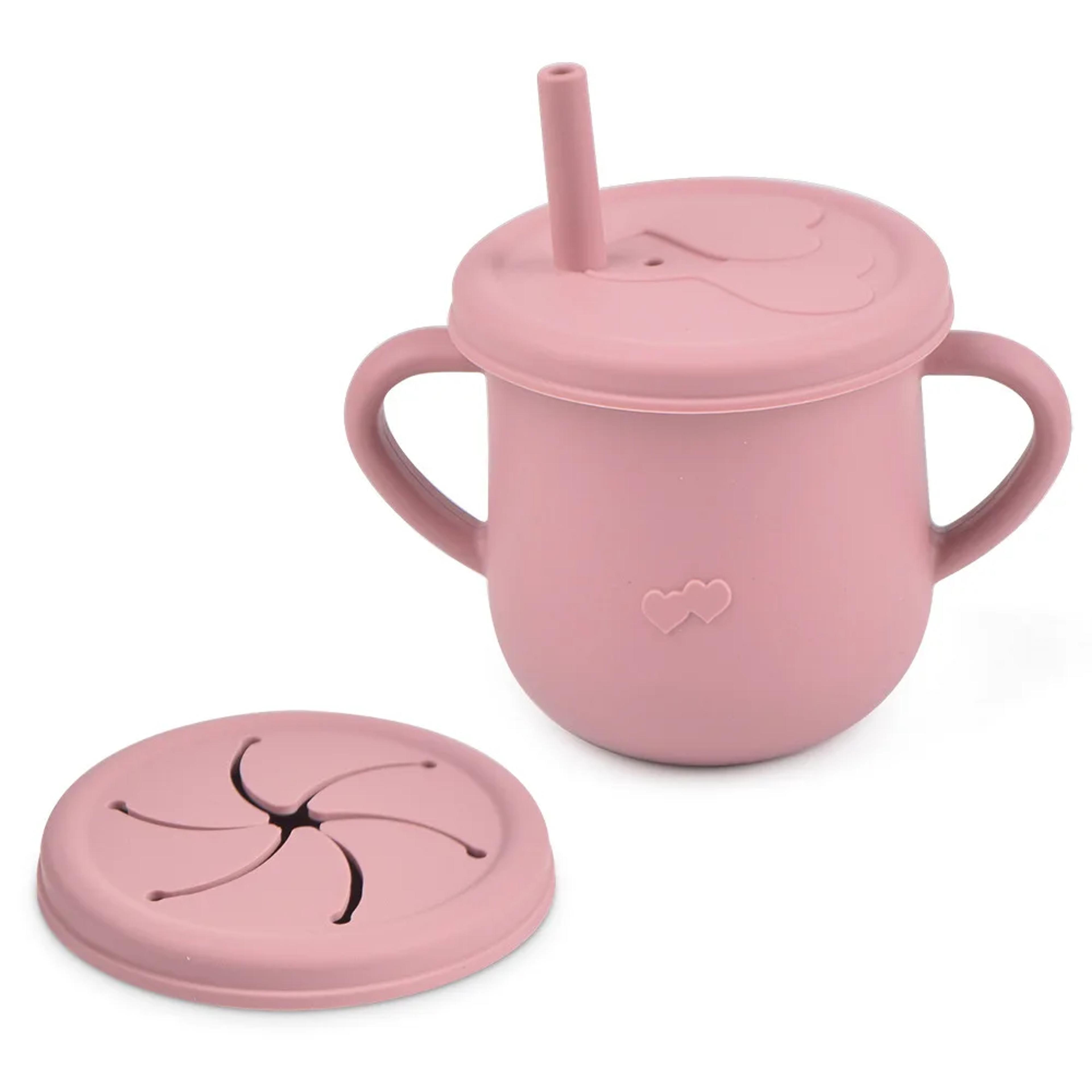 kids cup silicone food storage box, solid color baby sippy cup, portable children snacks container for easy
