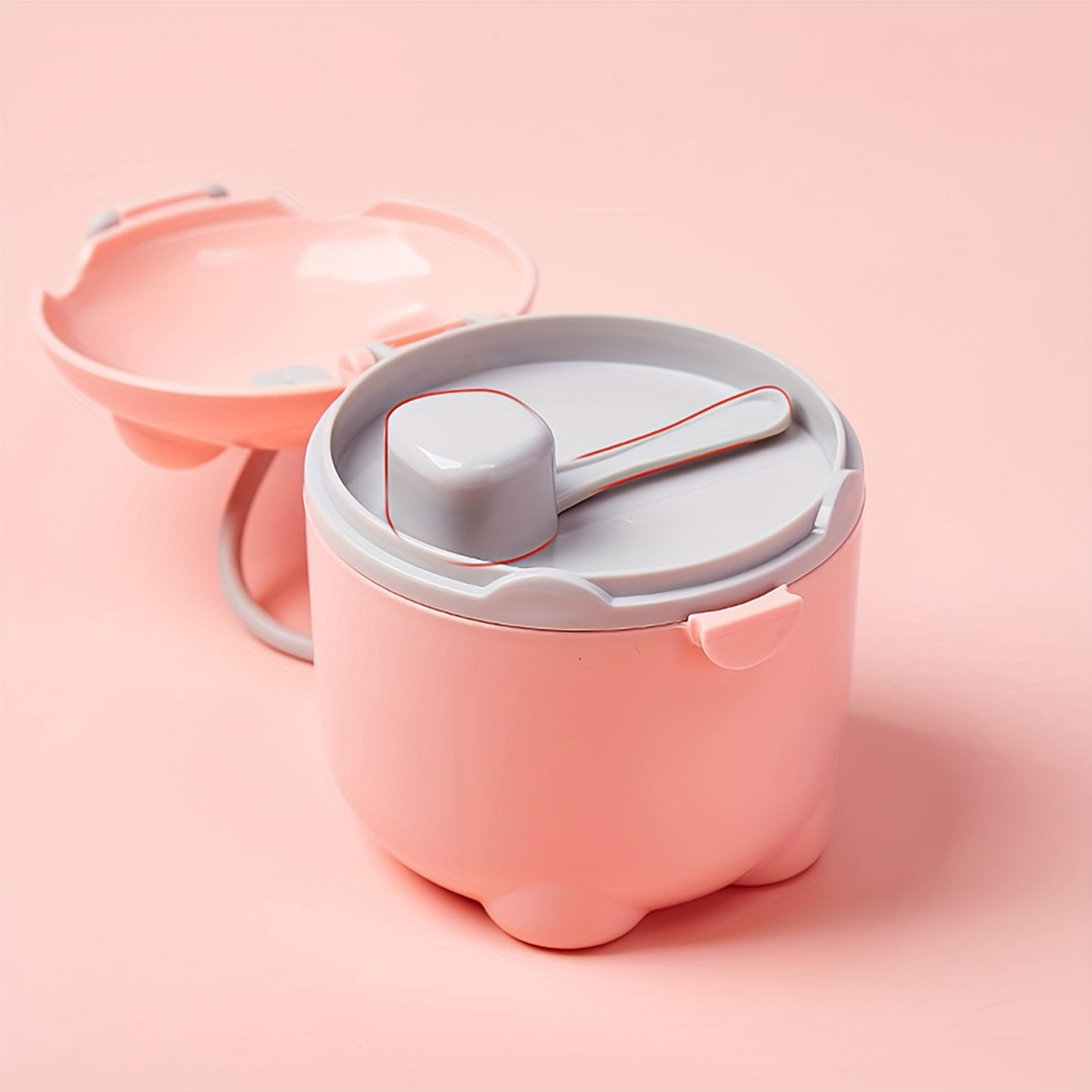 cartoon portable milk powder container with spoon, baby feeding travel container, baby milk powder storage box