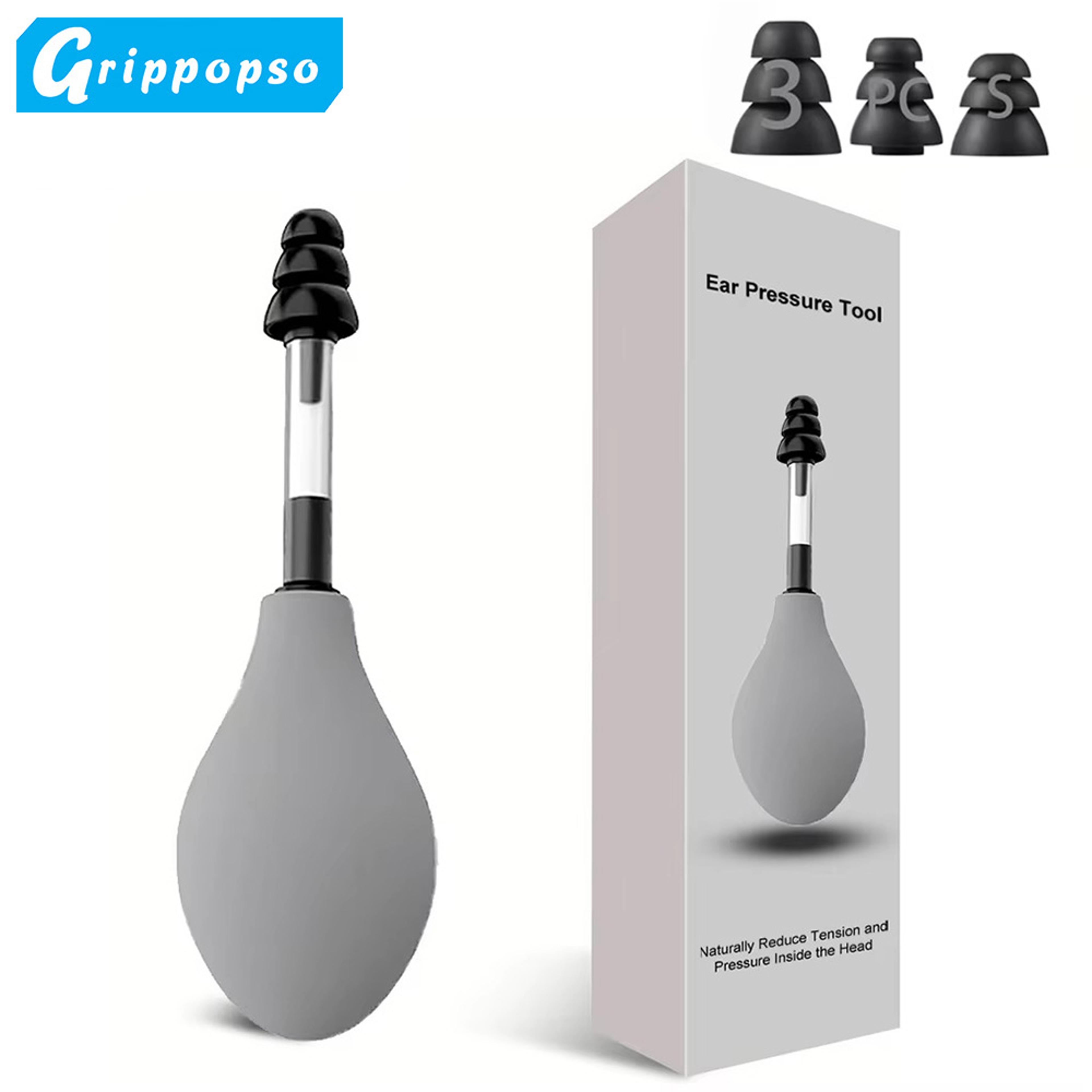 ear pressure tool portable, inner ear pressure relief suction device with sizes of earplugs for headache