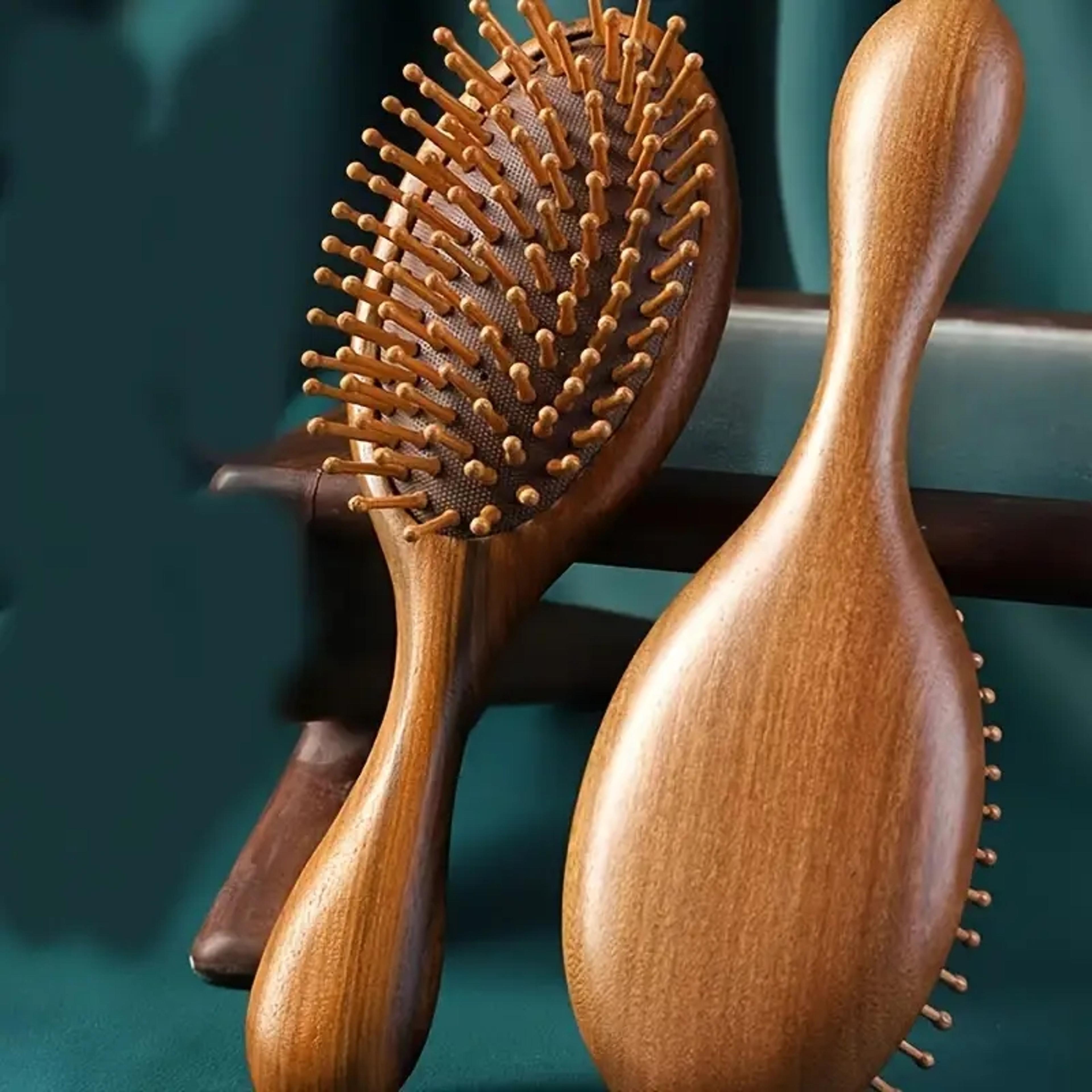 luxurious sandalwood air cushion comb, fine-toothed scalp massaging hairbrush, all hair types