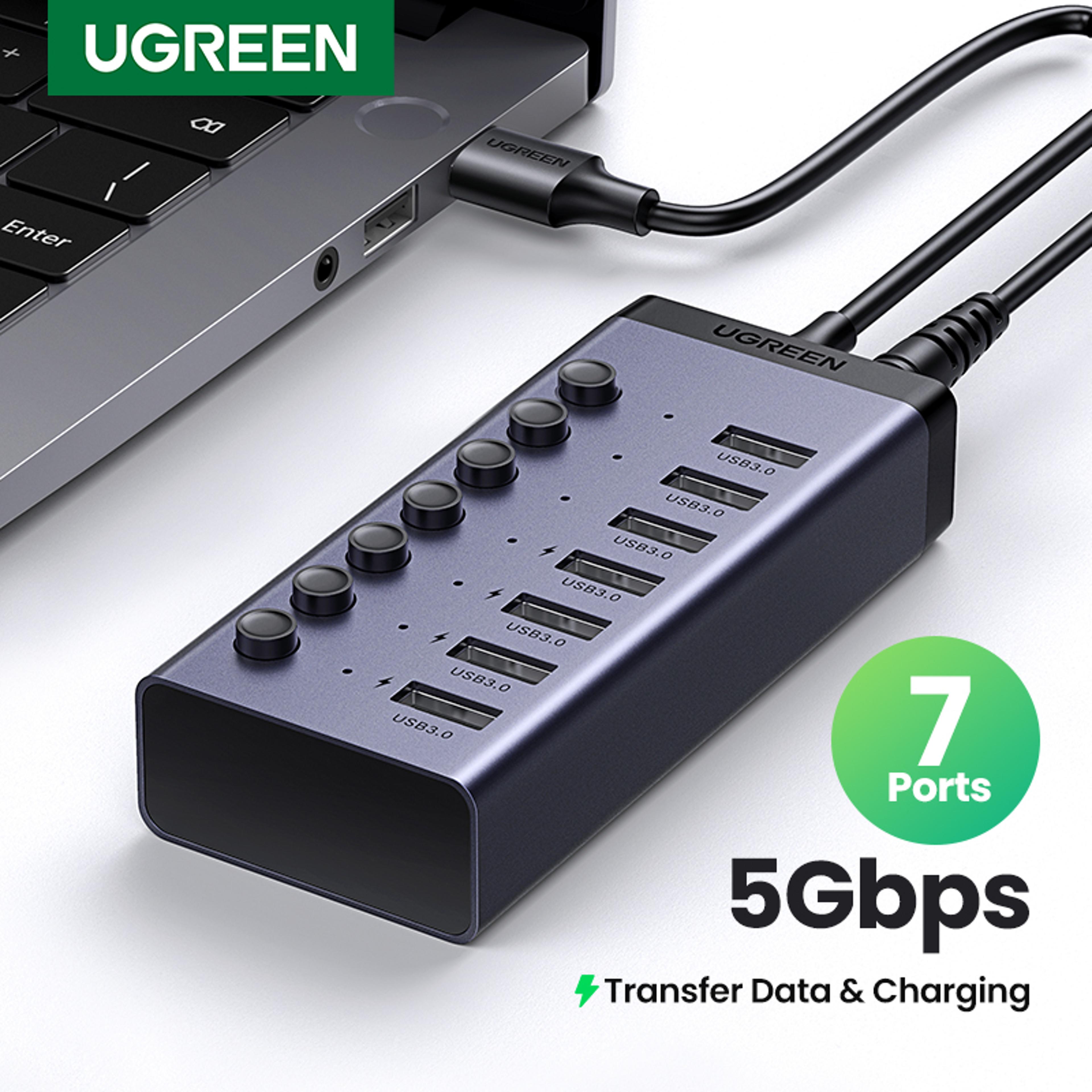 usb splitter power adaptor, individual switch usb ports extender for pc laptop