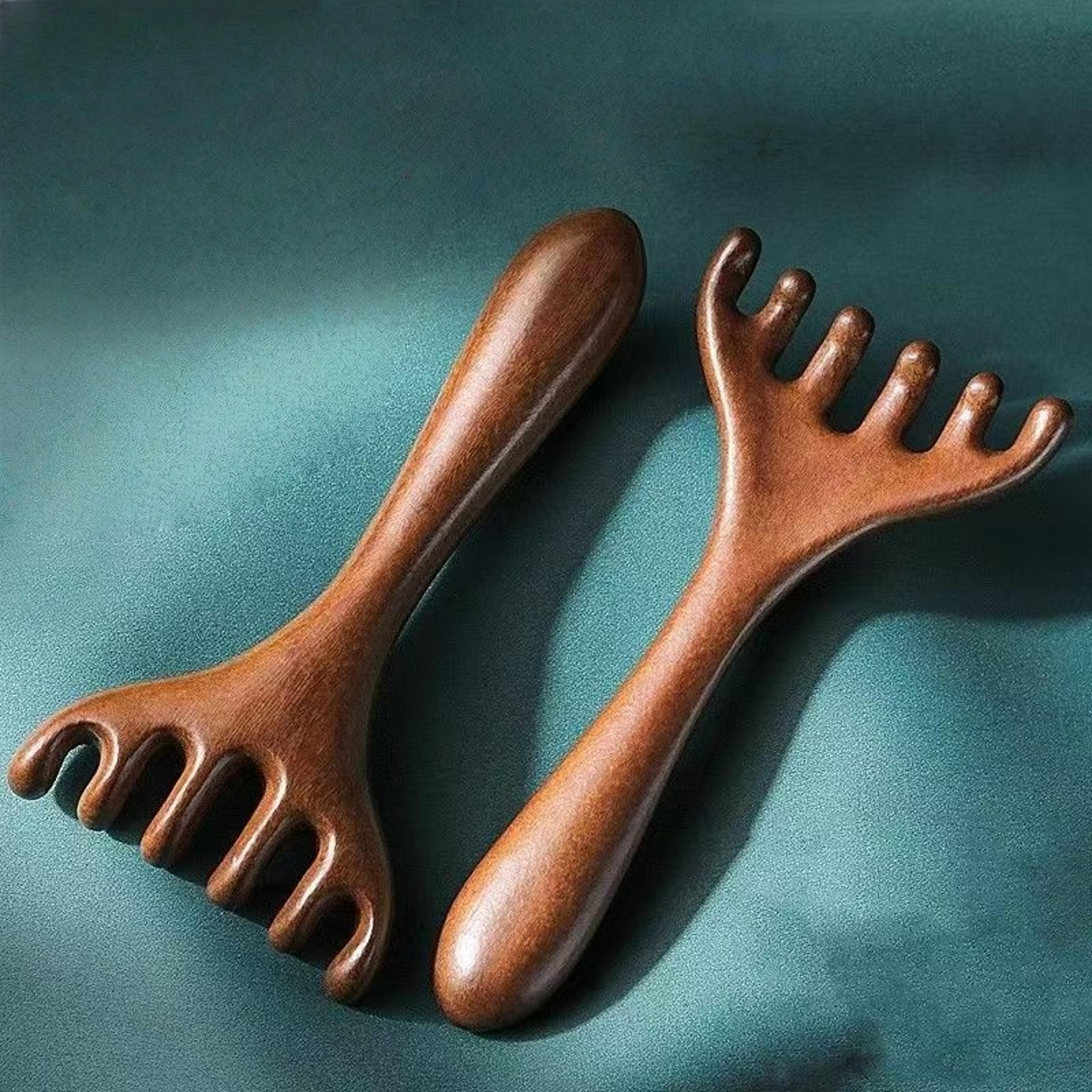 wooden meridian massage comb, anti-static 6-claw head massager, promote blood circulation