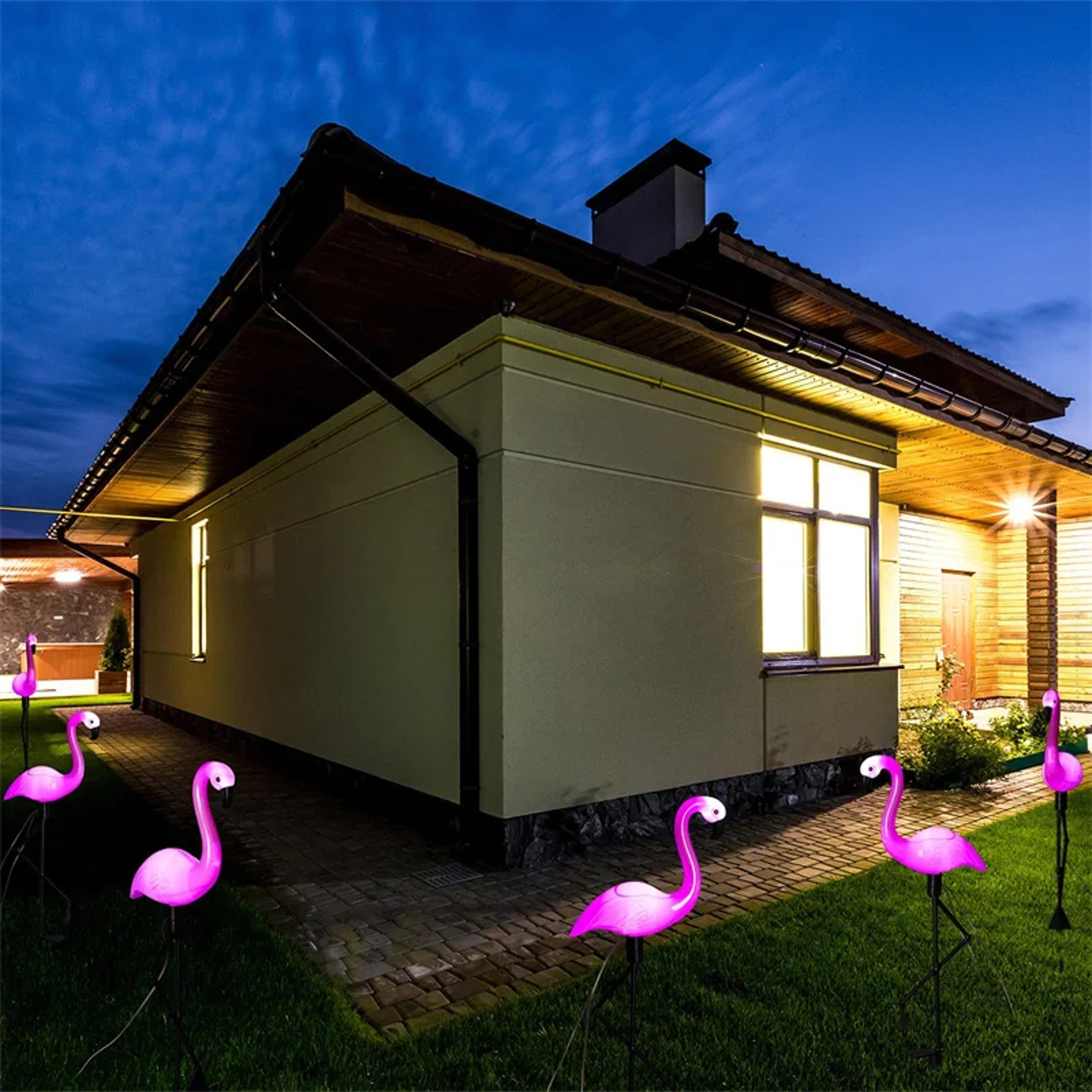 outdoor solar lights flamingo garden led stake, waterproof led landscape ground lamp for pathway, xmas garden decor