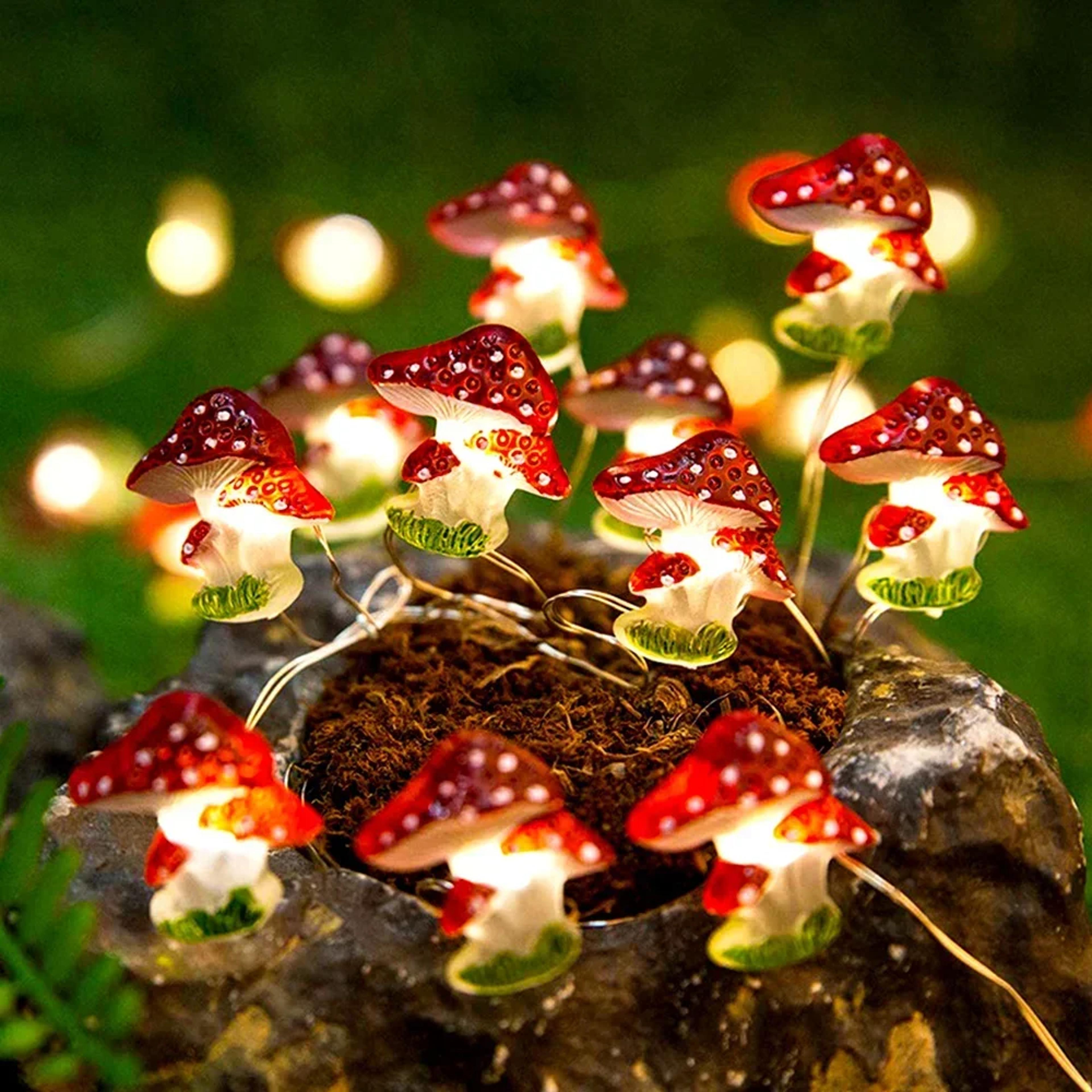 led battery powered mushroom copper wire string light, decorative lighting for door, kid room, wall, party