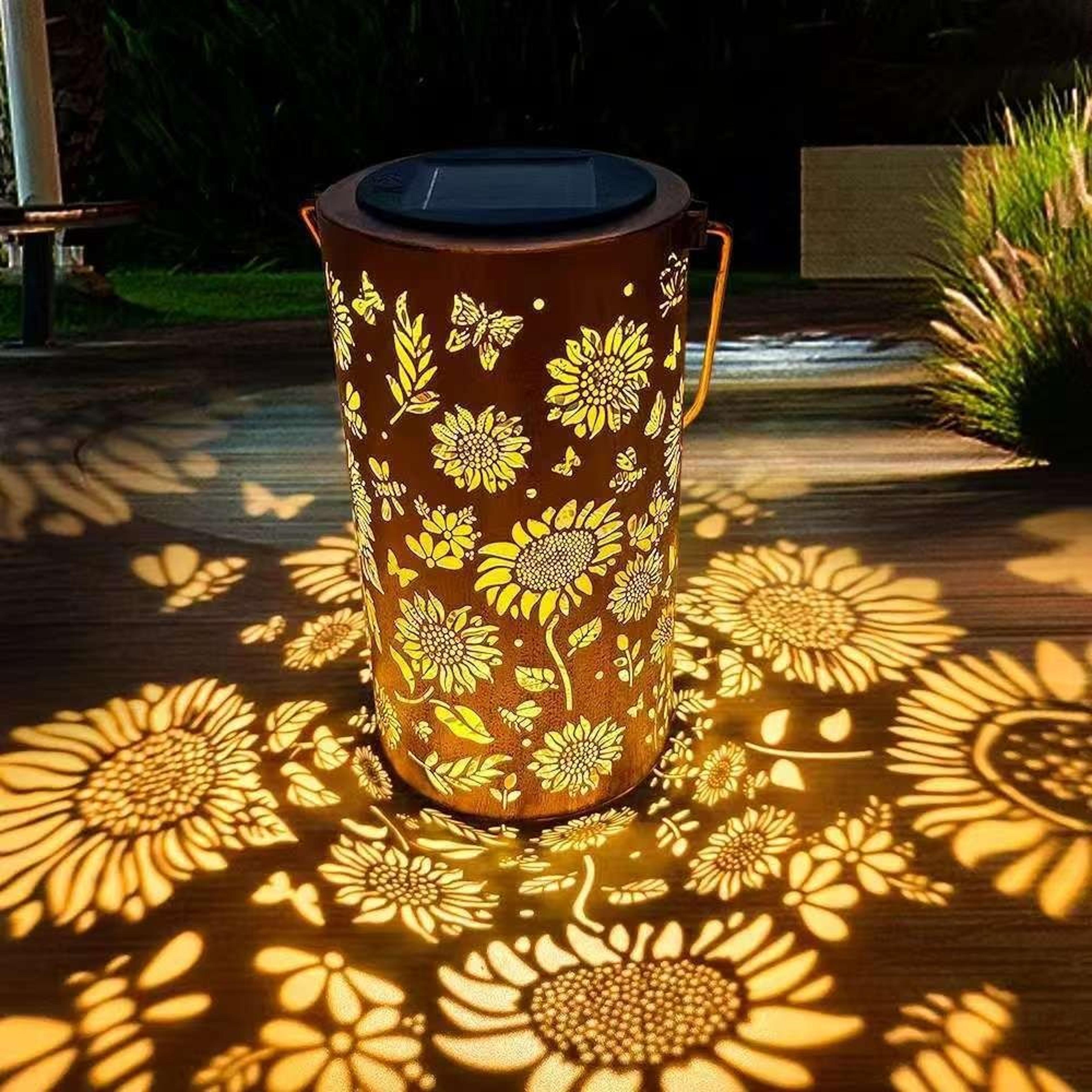 sun flower light and shadow light, waterproof outdoor light, solar powered for night pathway, lawn, garden