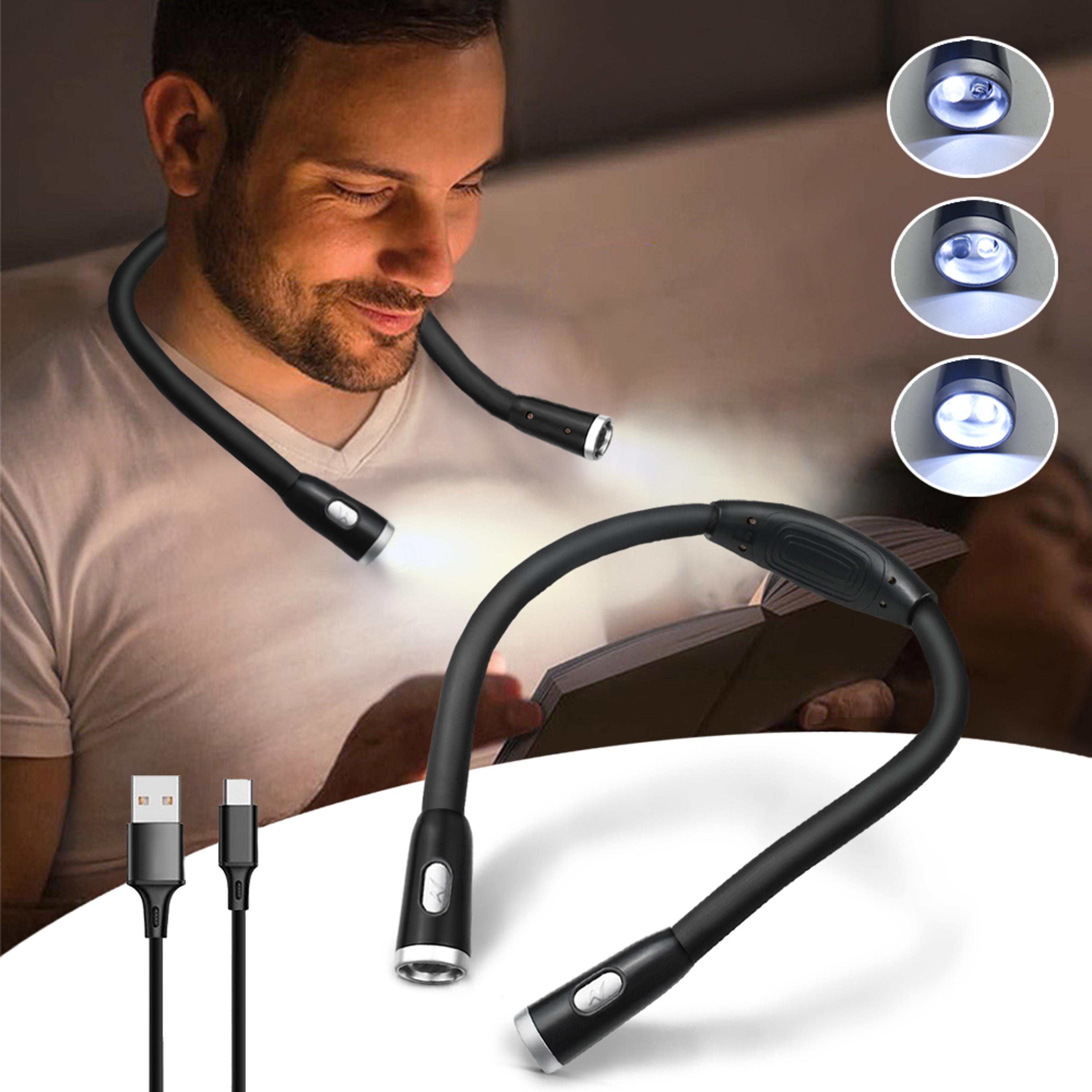 usb rechargeable led neck hanging reading light, eye protection book light for night reading, running, knitting