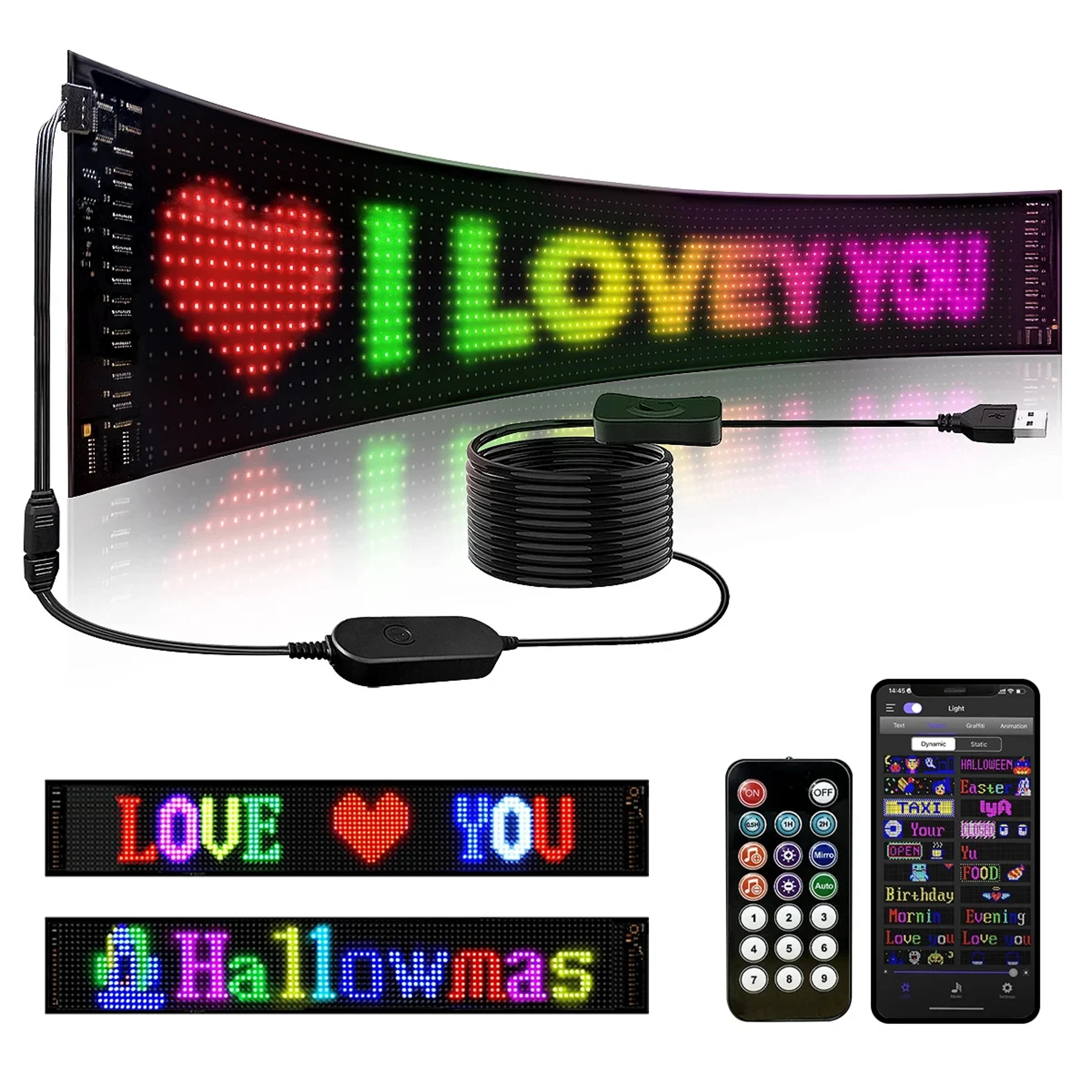led matrix pixel panel, scrolling bright advertising led signs, flexible usb 5v led car sign, bluetooth app control
