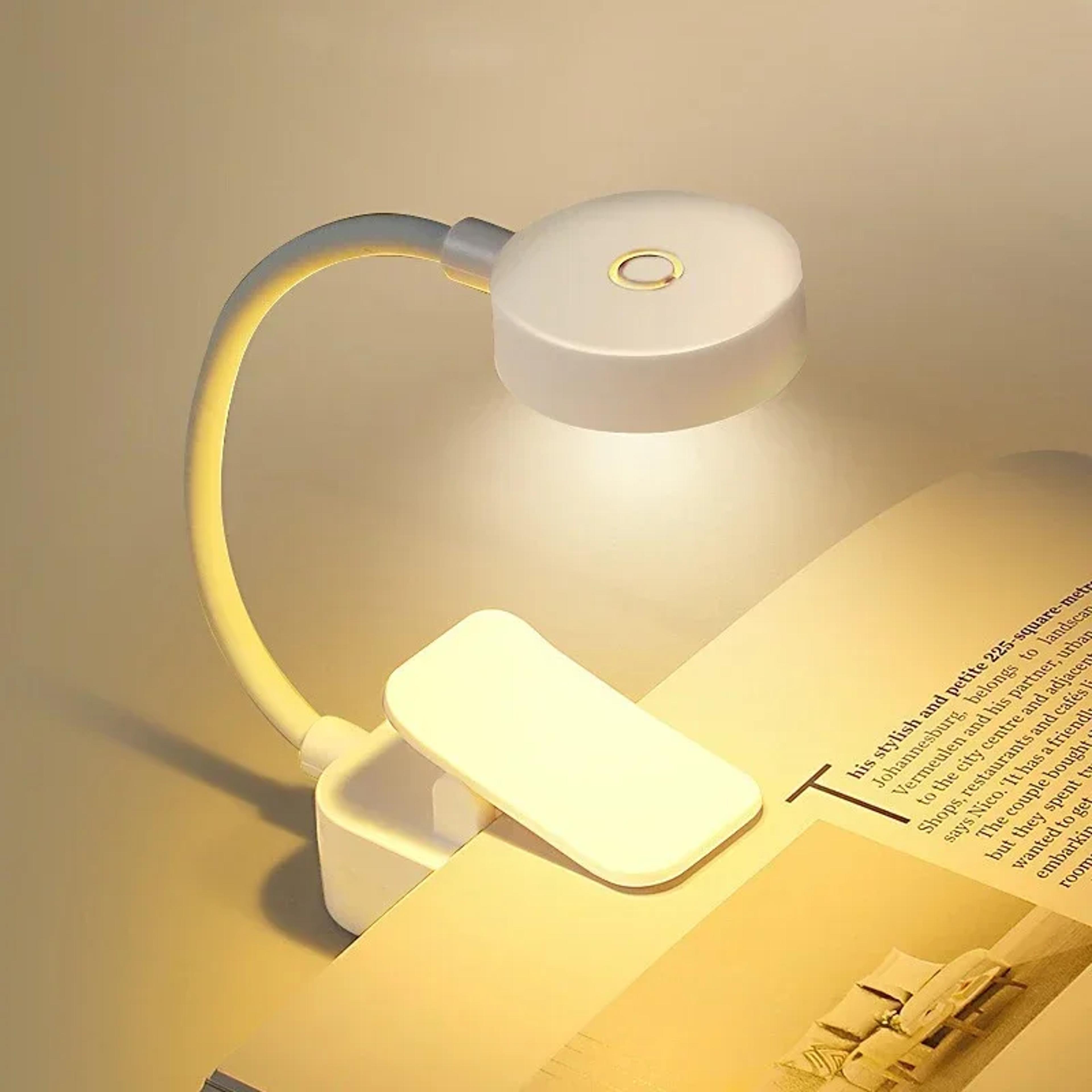 mini clip book lamp usb rechargeable, folding night light for bedroom, eye protection for reading & study in dormitory