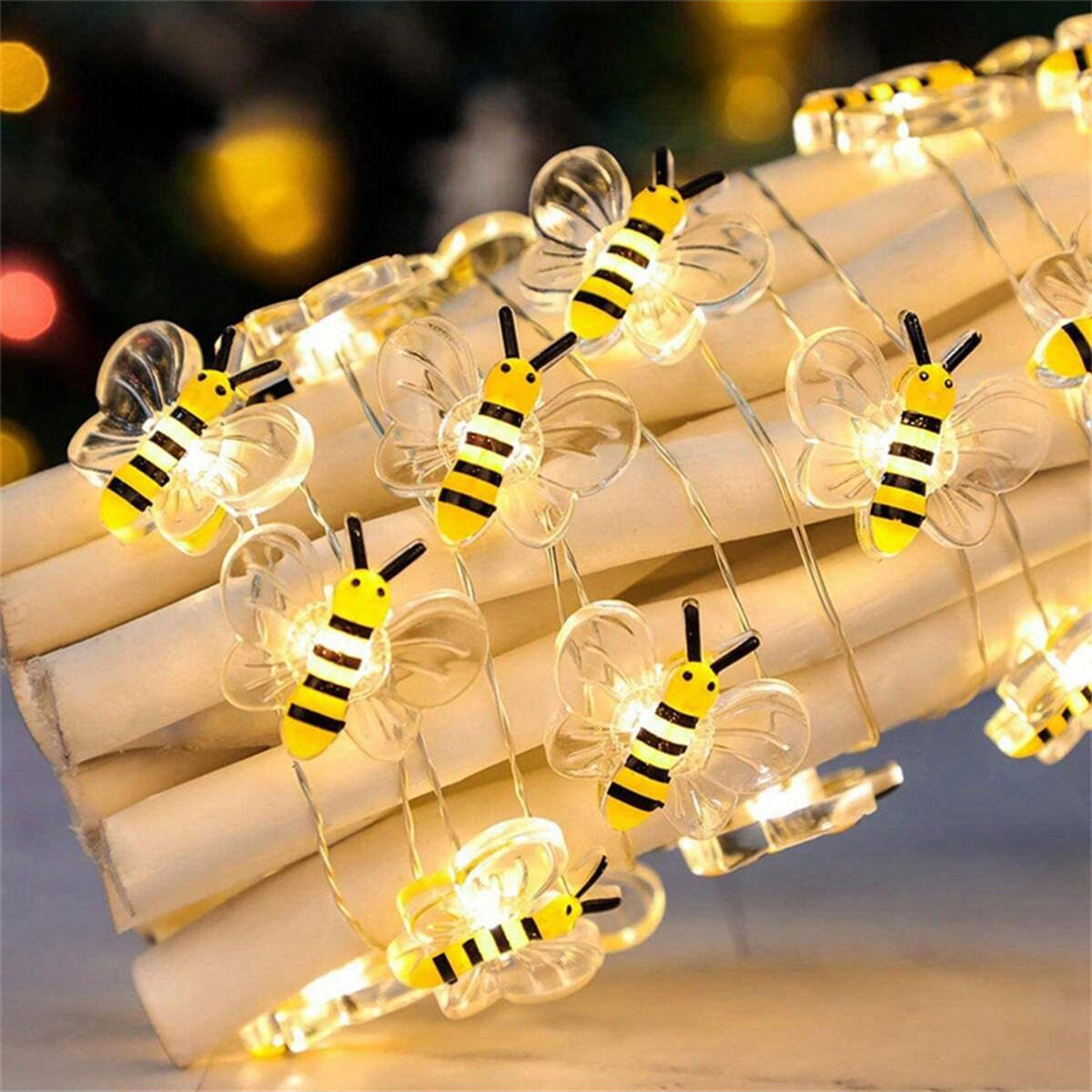 bee lights, battery operated bee string lights for bedroom, plants, patios, wedding, xmas decorative string lights