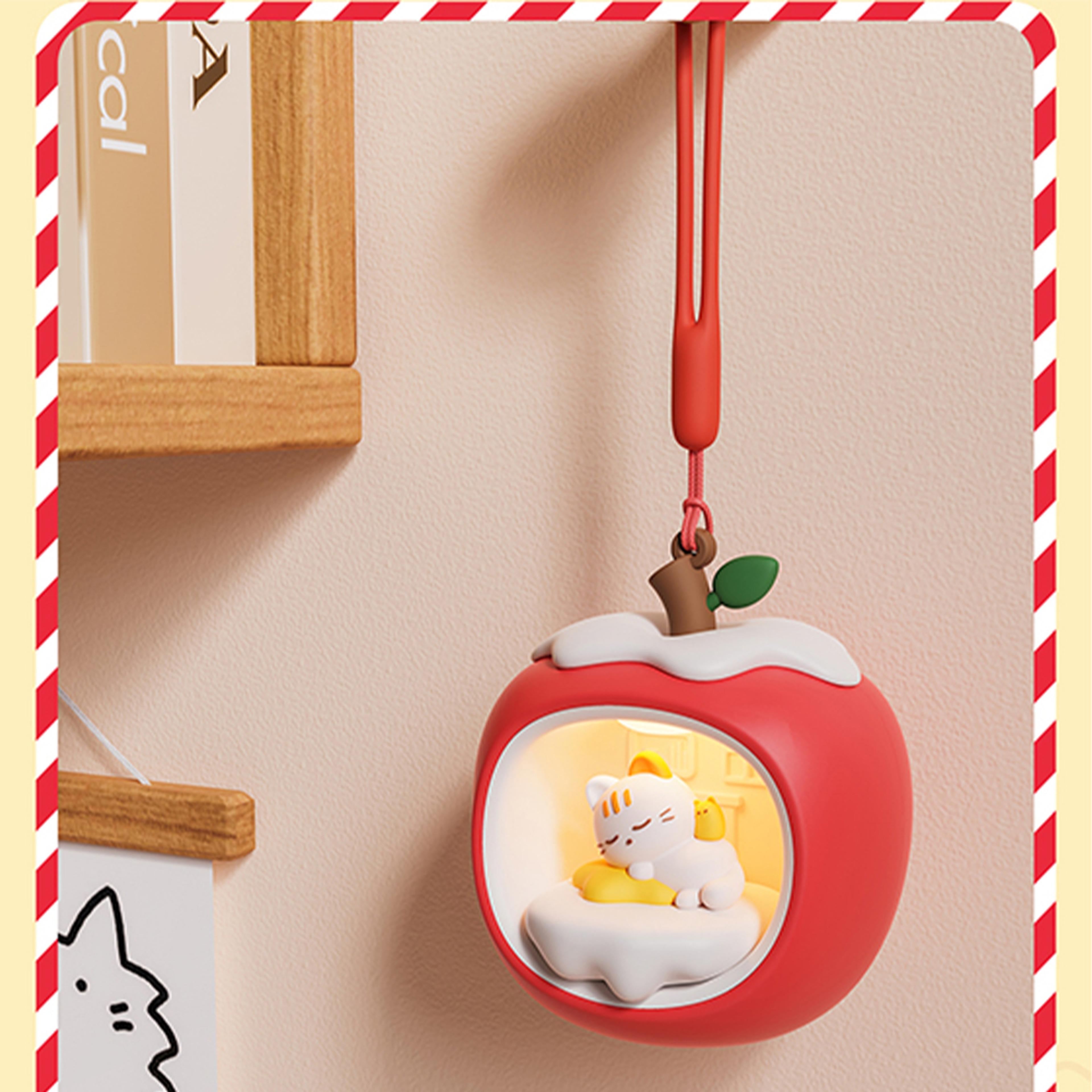 apple cat shaped touch control night light, battery powered desktop lamp, kid room night lighting, eye protection