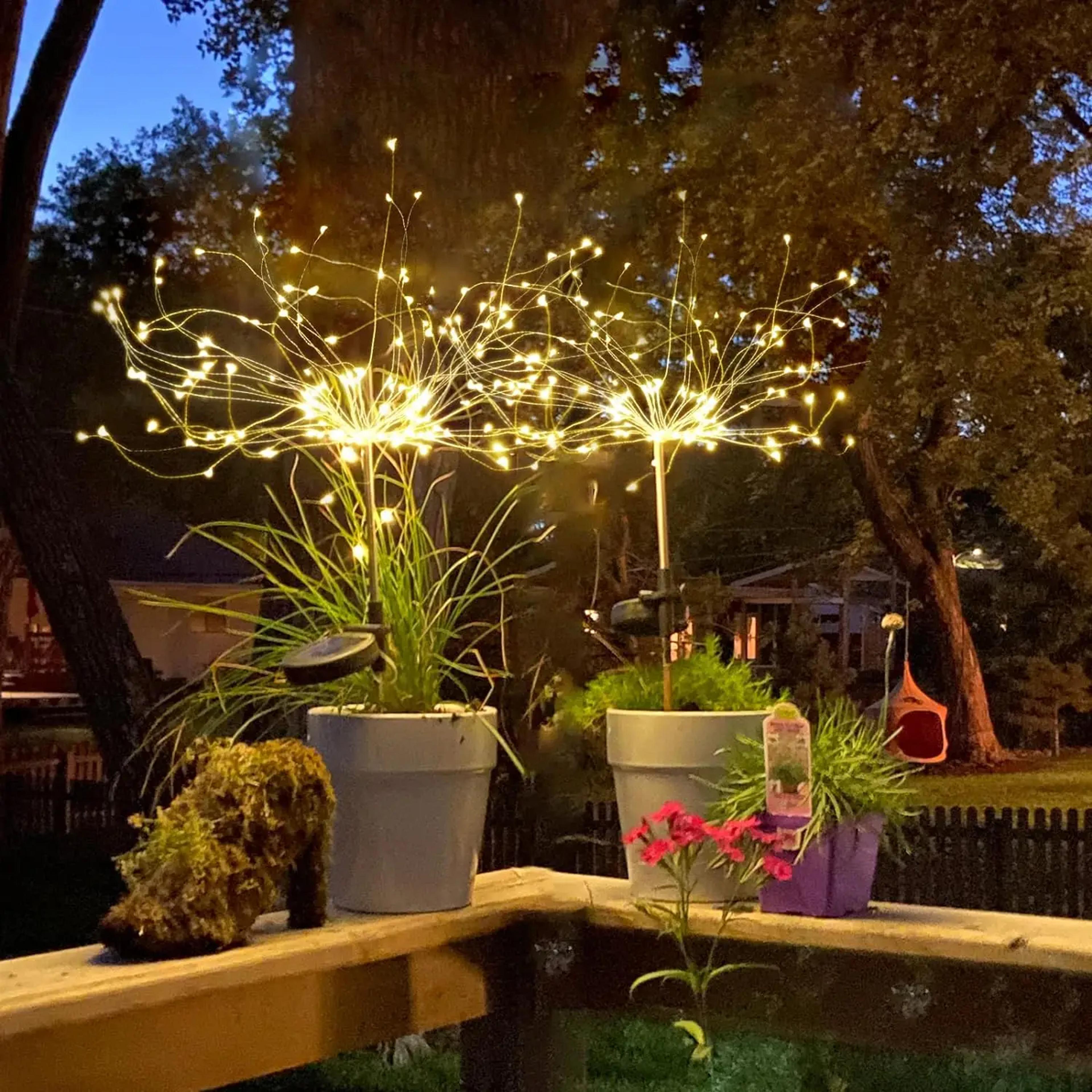 warm light solar fireworks light, outdoor waterproof garden fences, lawn ornaments for wedding, party decoration