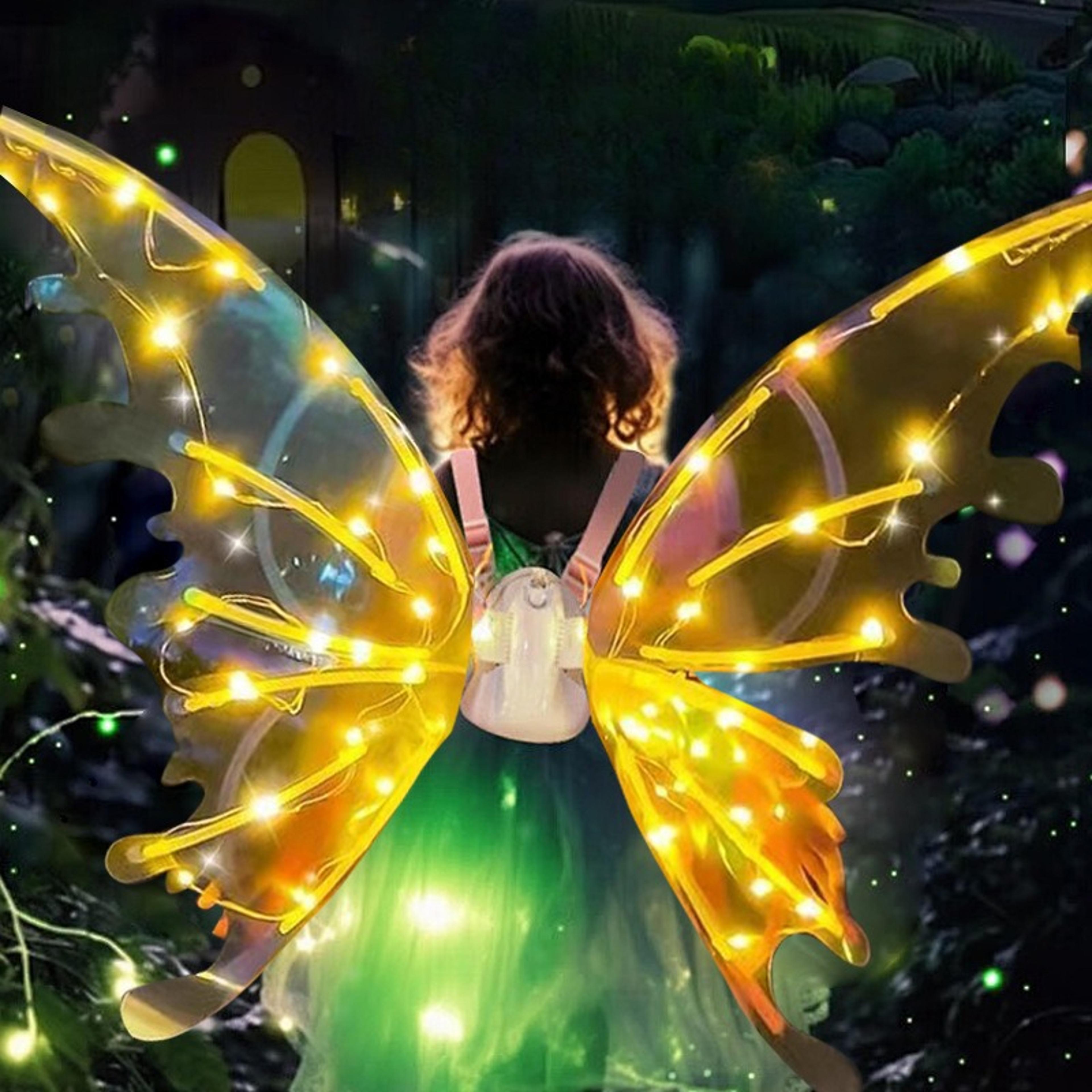 battery powered dreamy fairy wings, costume accessory angel wings, girl performance props for kids, elf wings