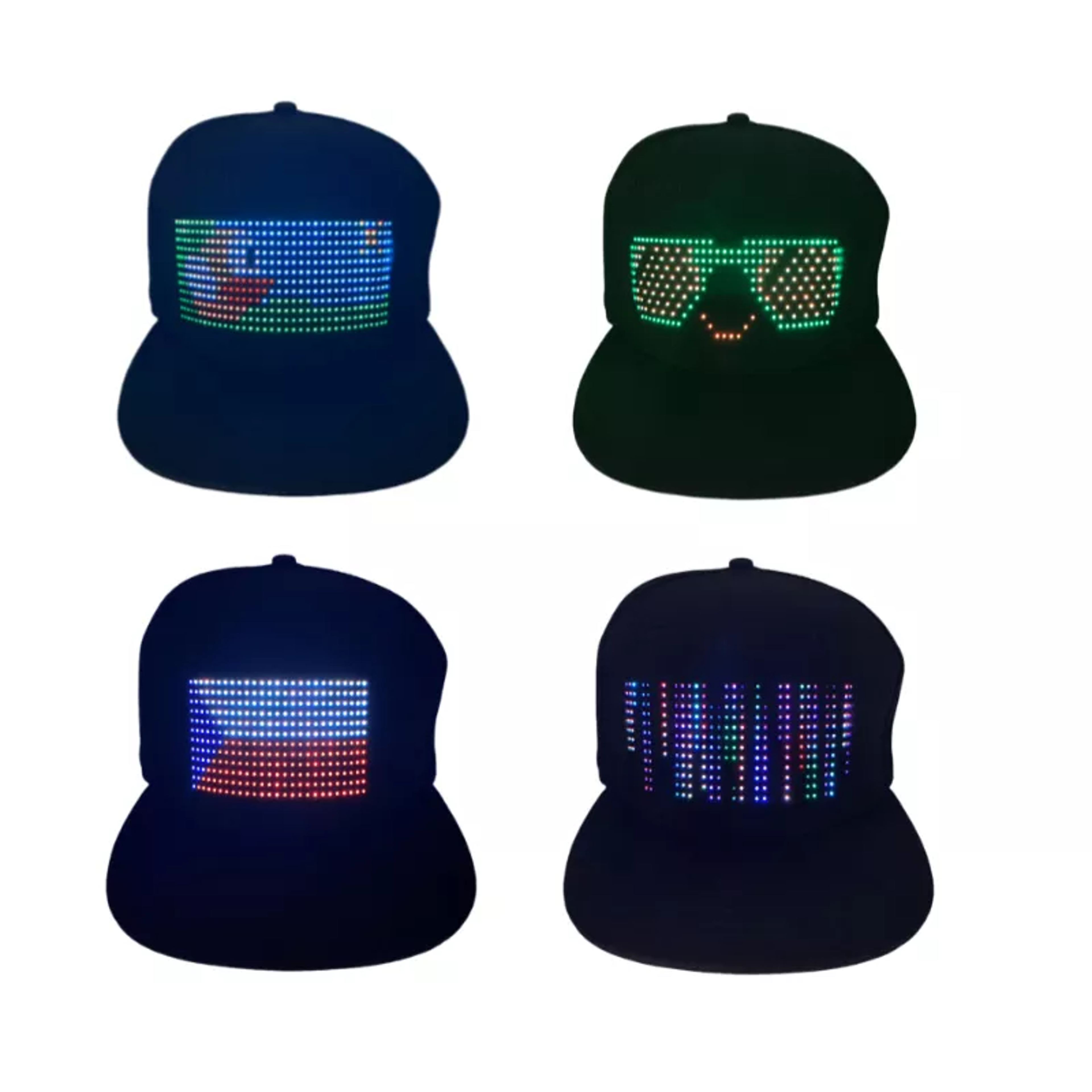 hat programmable hip hop cap with app, bluetooth control for festival, party, club, christmas, concert, halloween