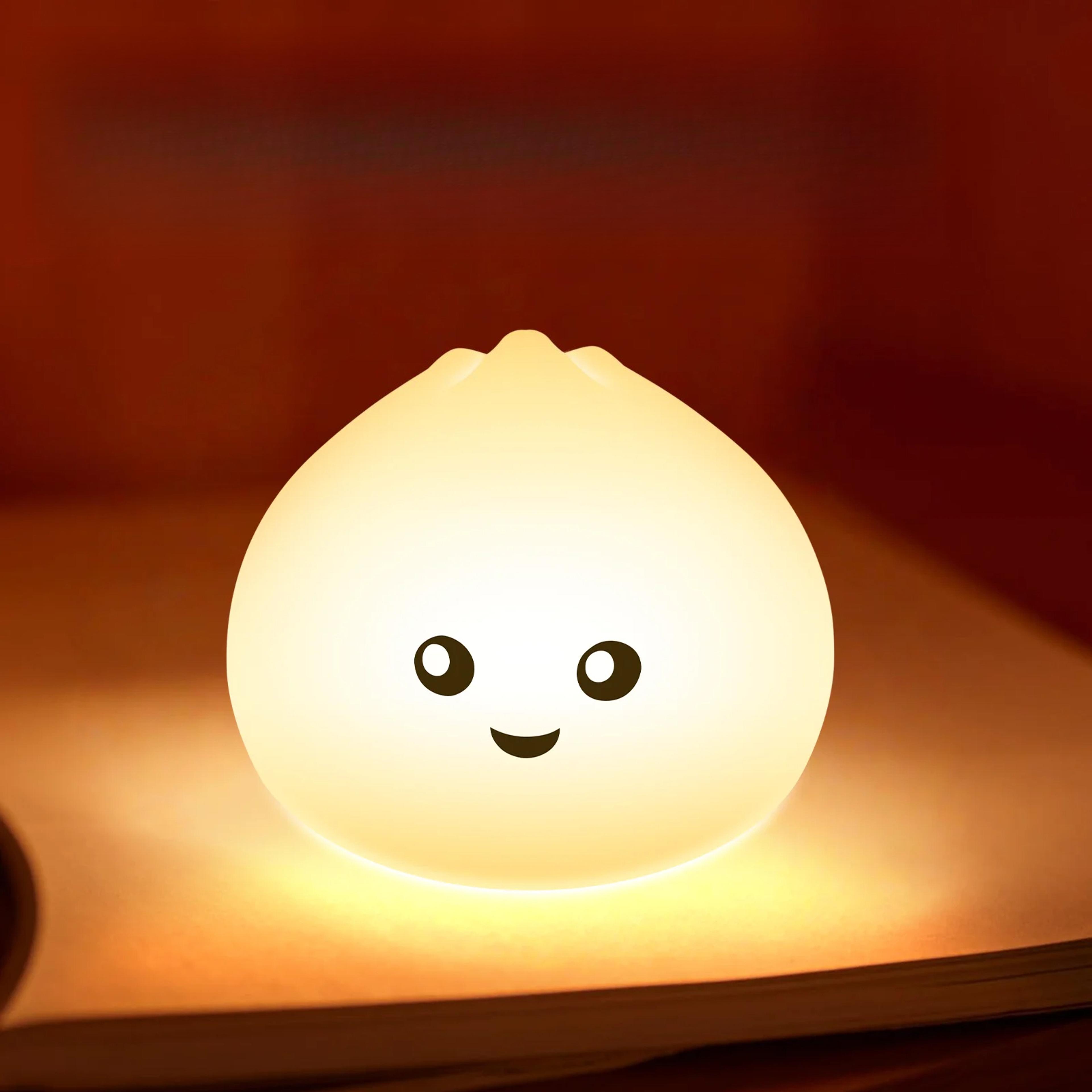 creative baozi-shaped baby night light, battery powered silicone soft light, eye protection for bedroom