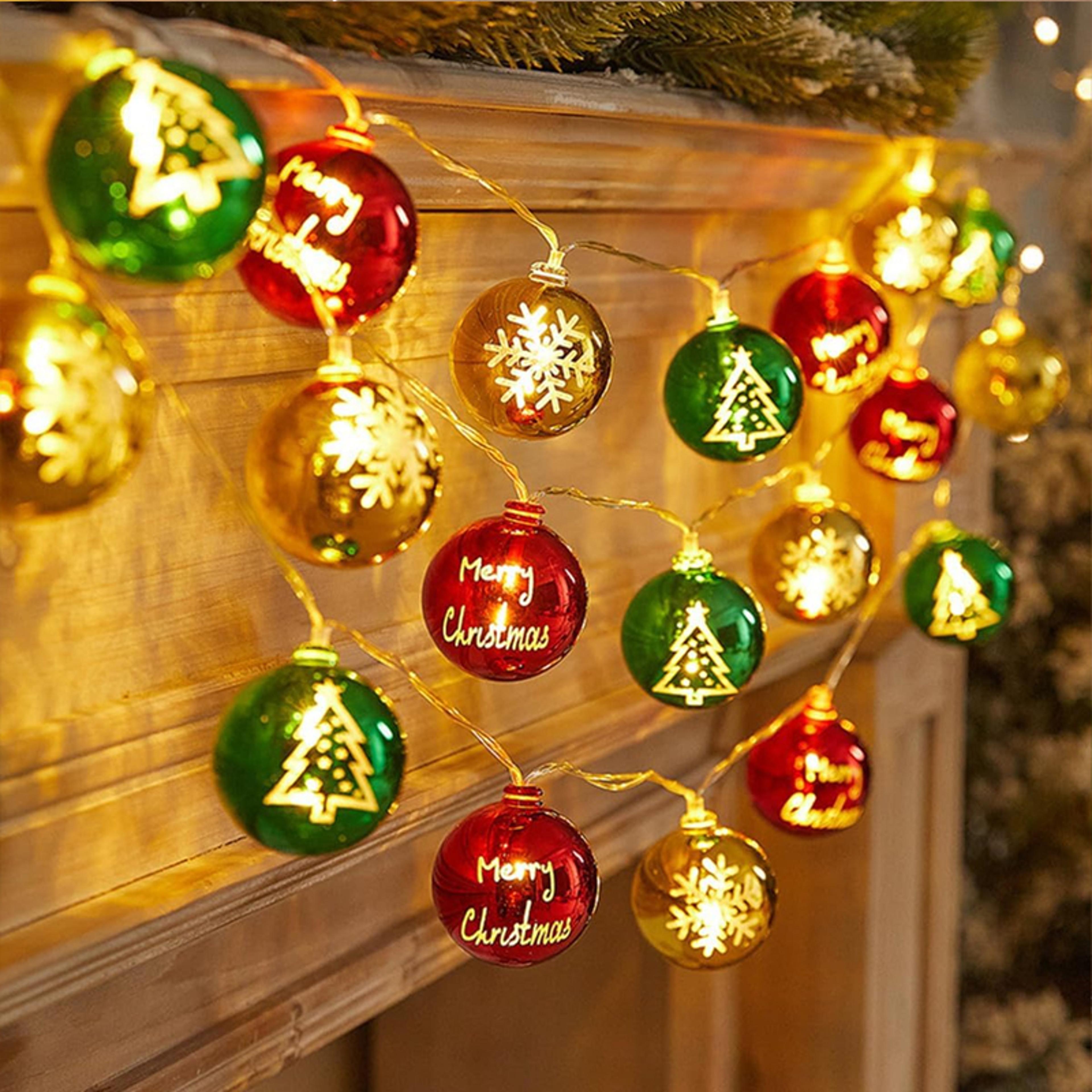 leds battery powered yellow, red, green christmas ball string light for party room, festival decor