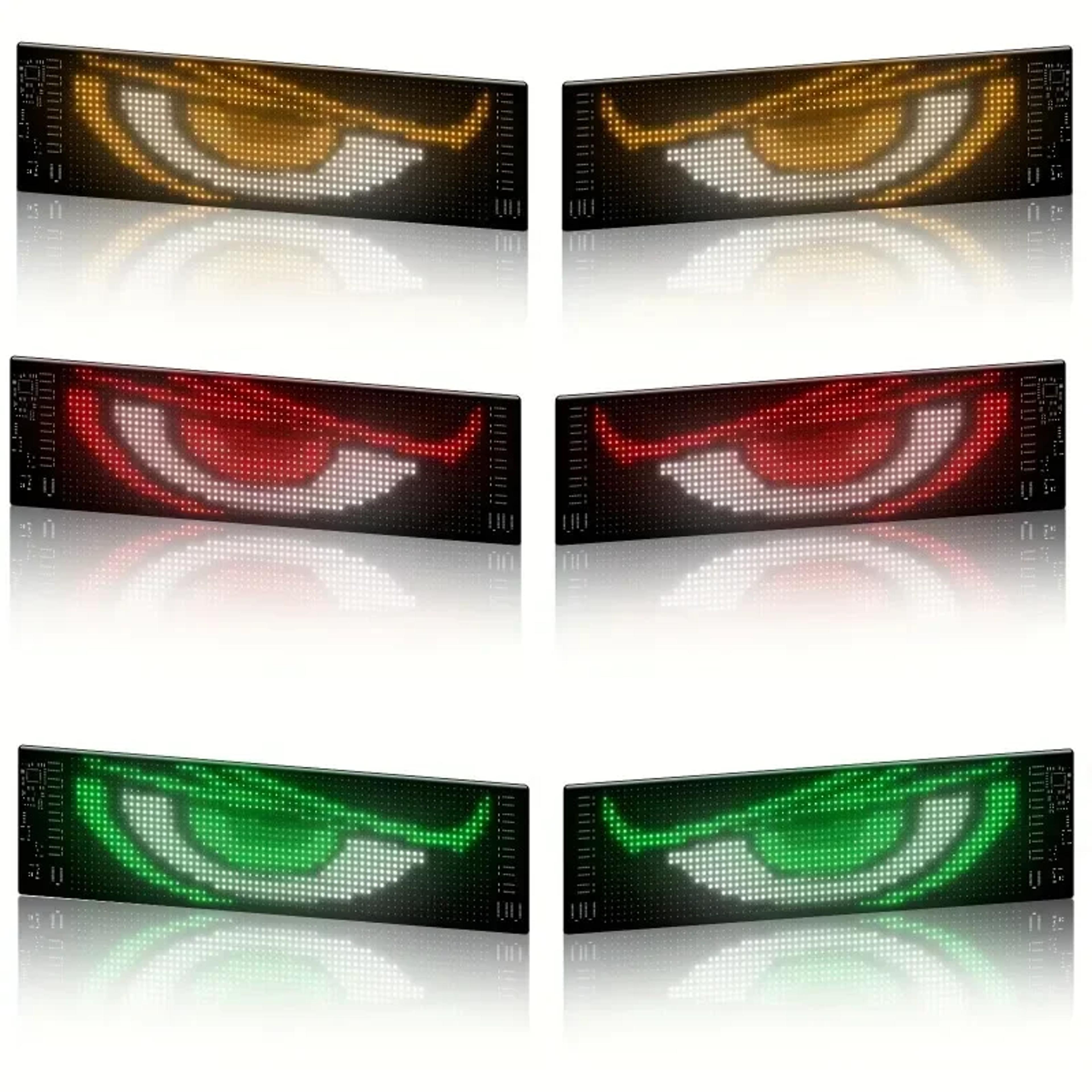 led matrix pixel panel display screen, flexible rgb car pattern, graffiti scrolling text, animation shop reminder light