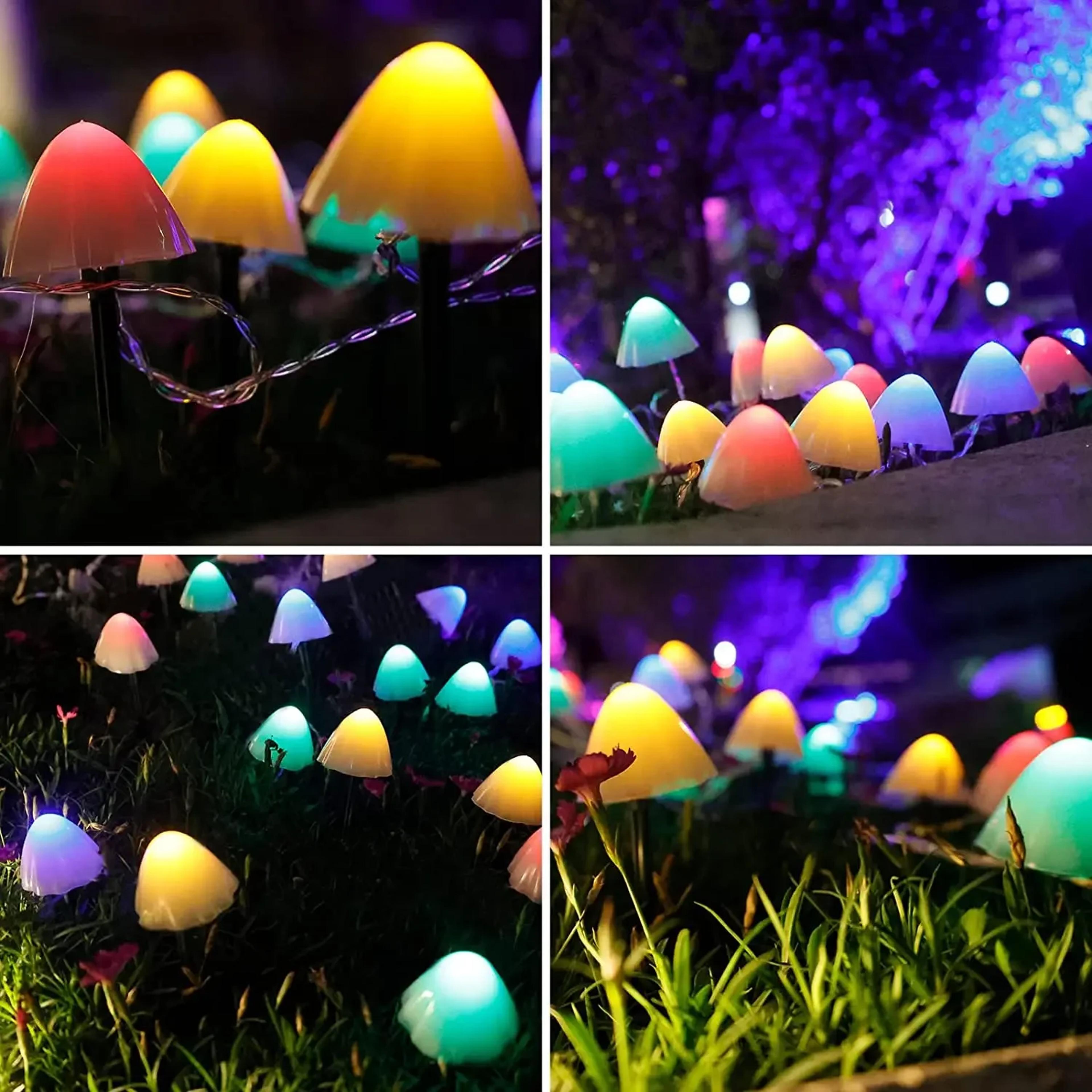 led solar mushroom lights, outdoor waterproof decorative street lights for lawn garden, patio christmas holiday