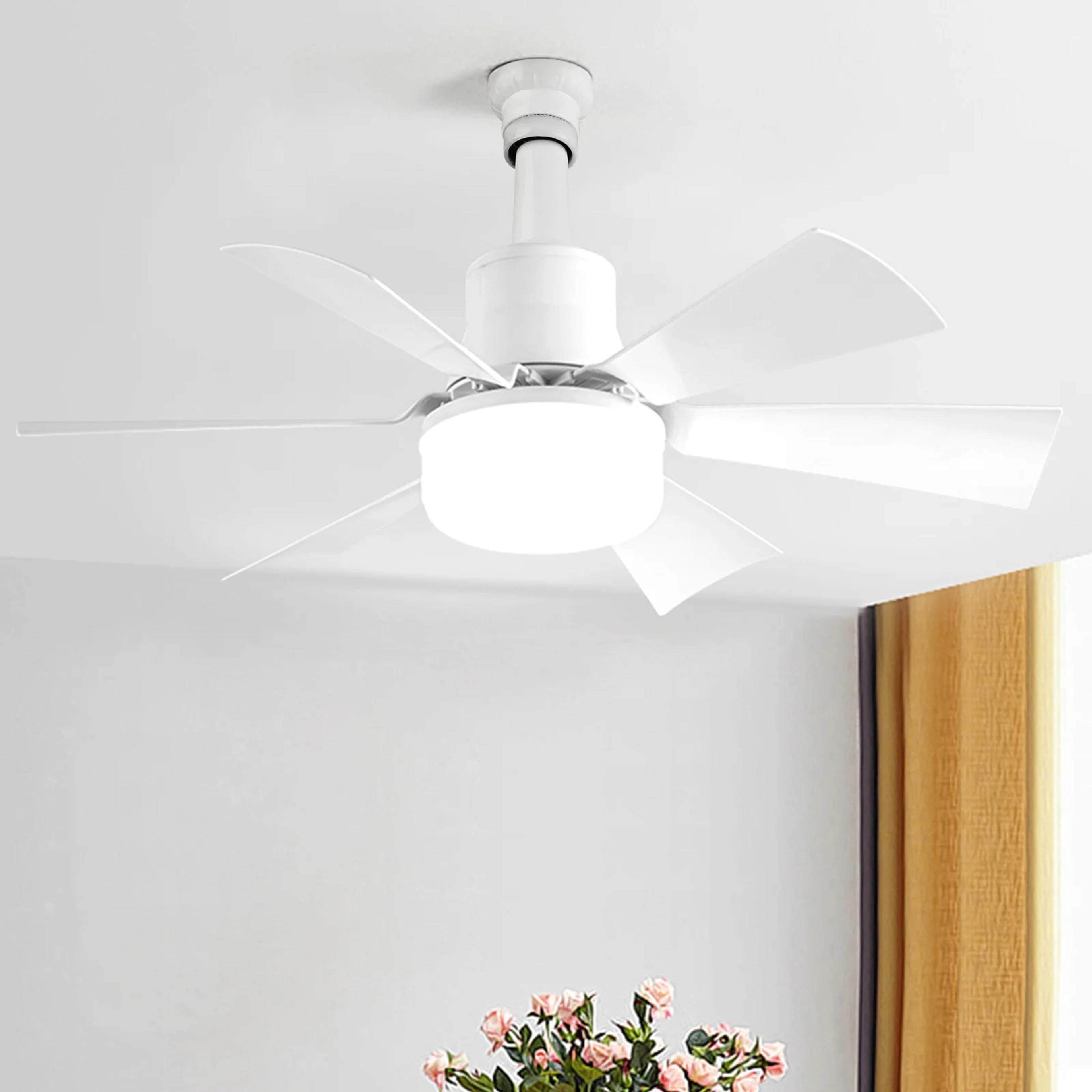 socket fan light, dimmable ceiling fan in light socket, extender & 6 blades for bedroom, kitchen