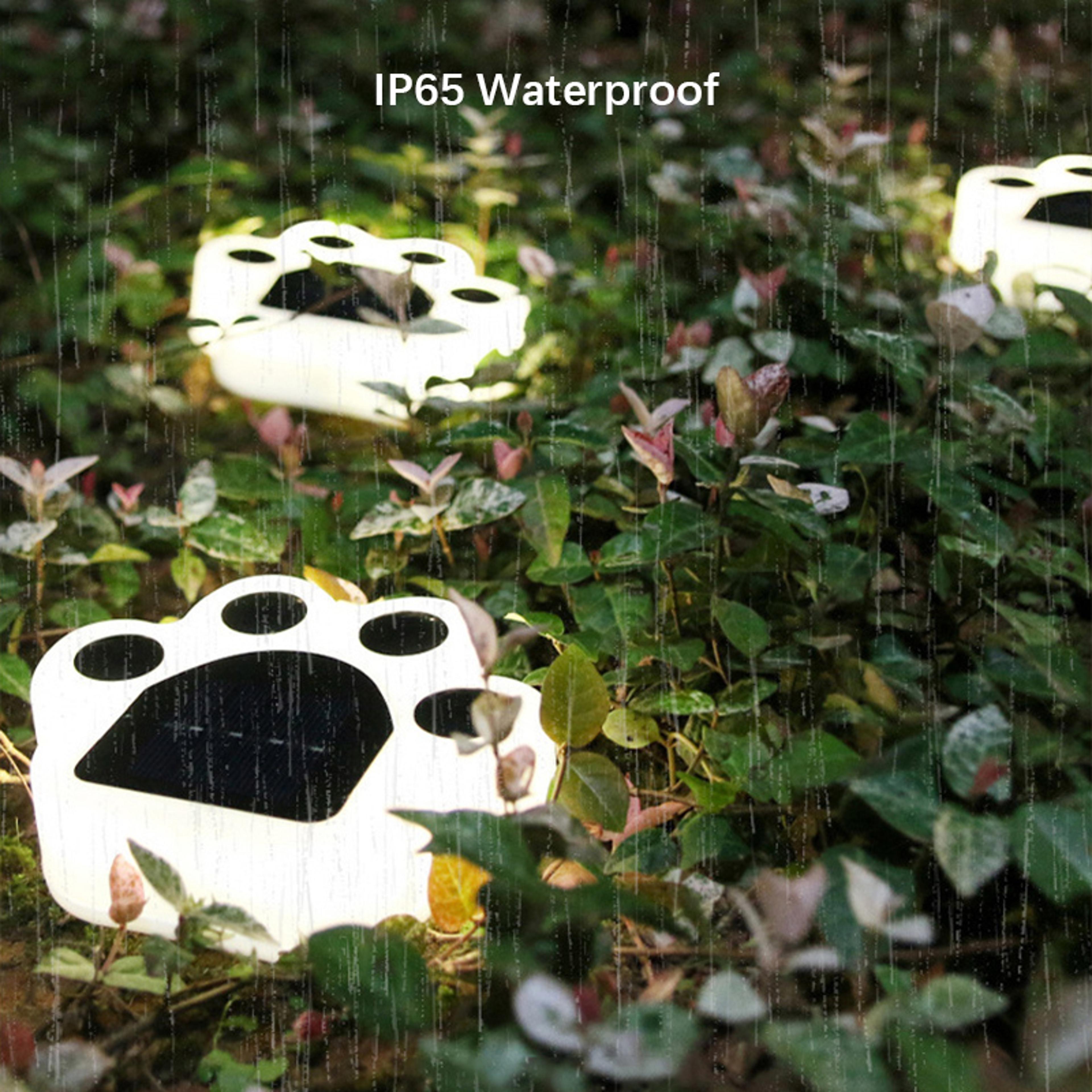 solar powered outdoor waterproof lawn light, bears paw shaped cute night light for garden, pathway, patio
