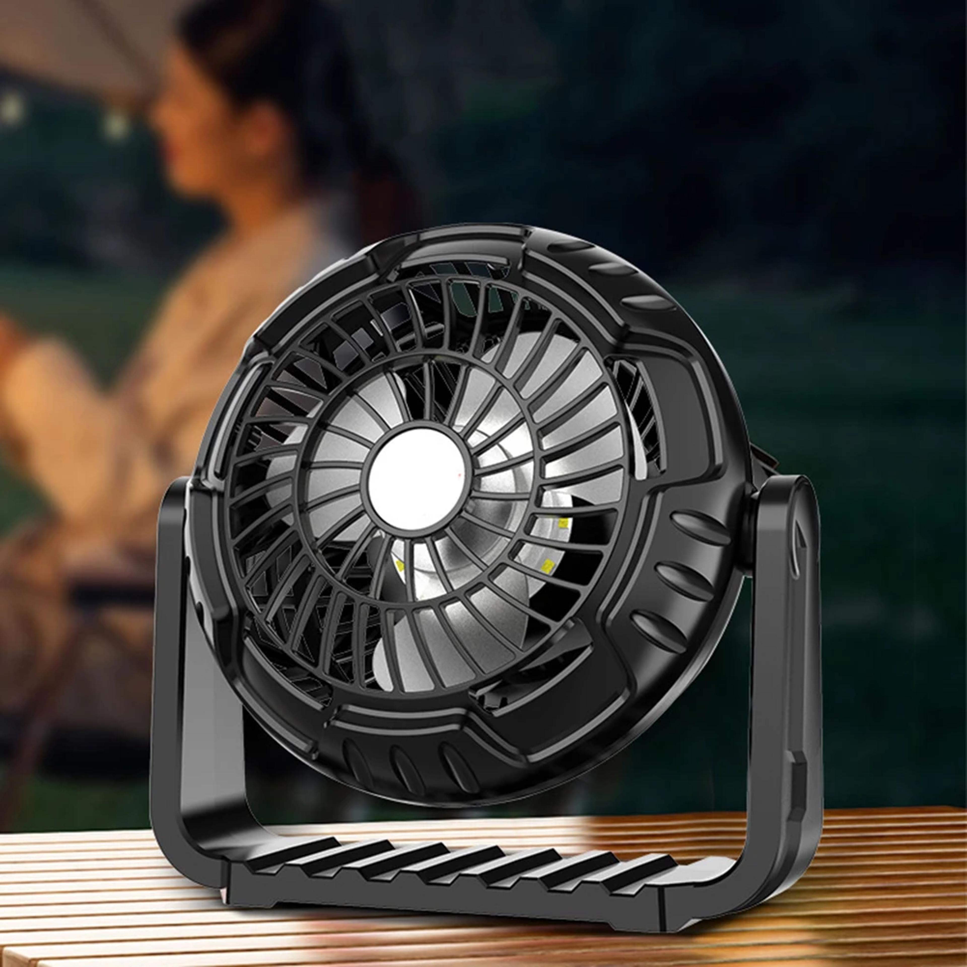 usb rechargeable hanging mini fan, outdoor camping fan with speed settings, adjustment for tent and home use