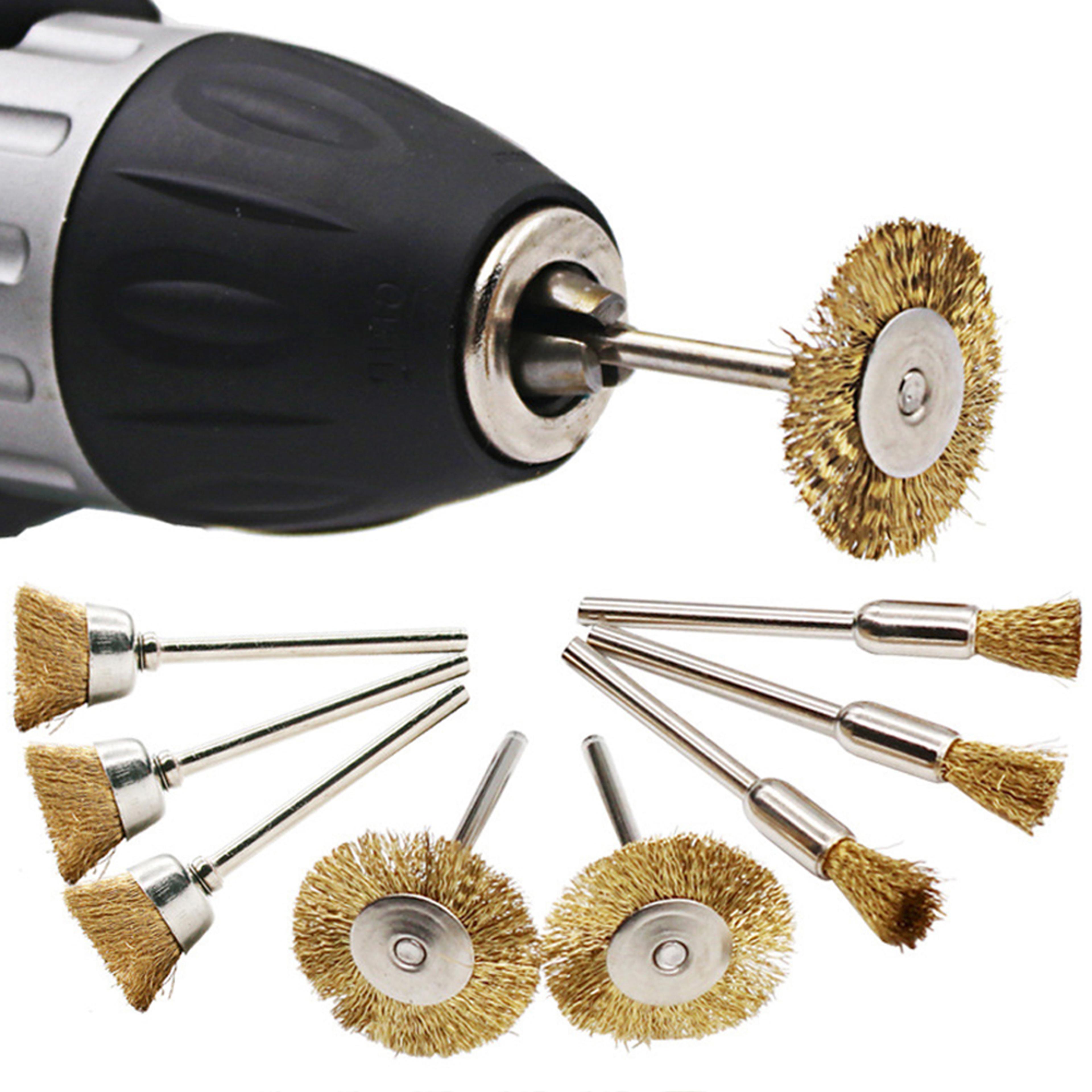 accessories wheel brass brush for rust removal, stainless steel tool for polishing, rotary voiture mini drill brush