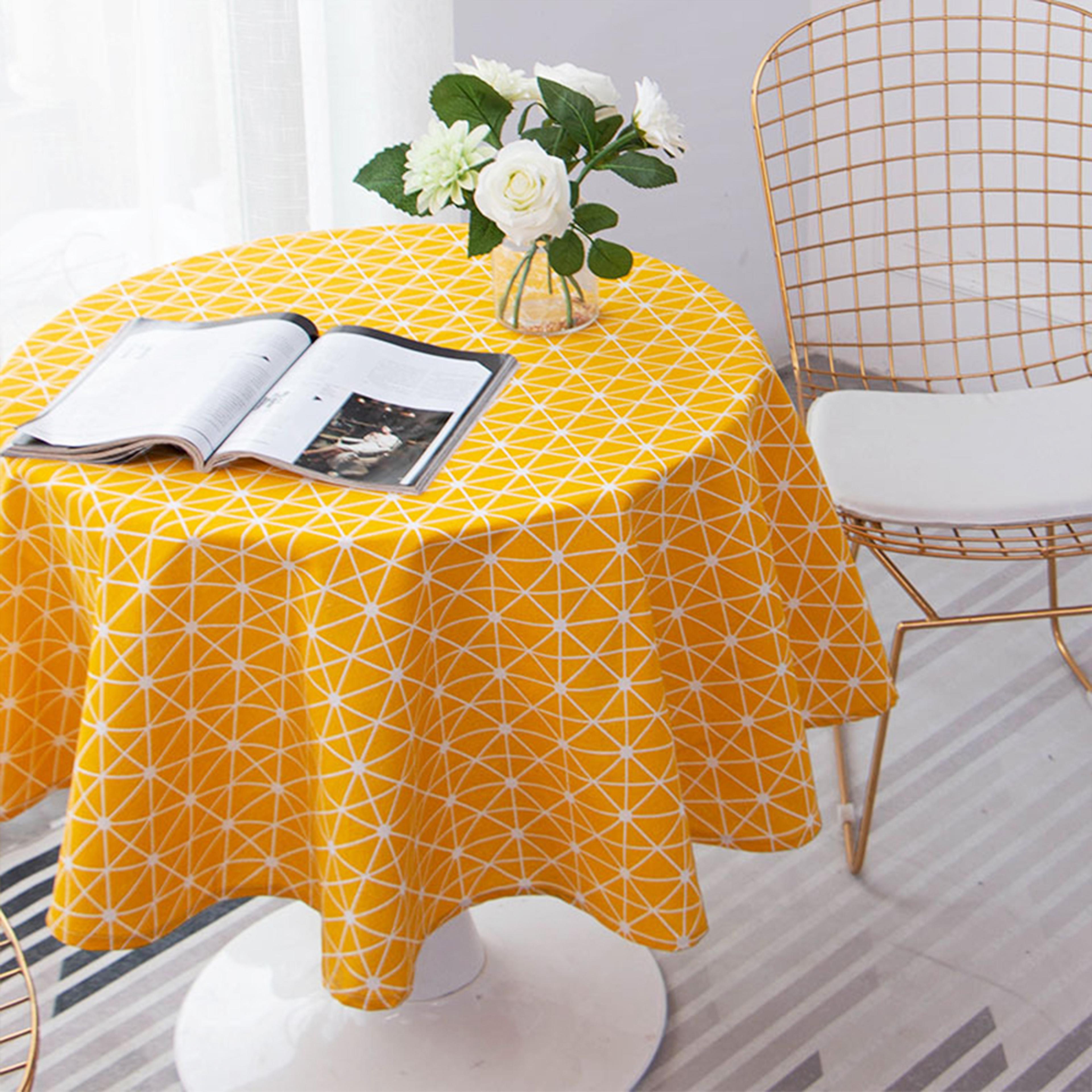 nordic round tablecloths washable cotton linen dining table pad, perfect for banquet, wedding, christmas