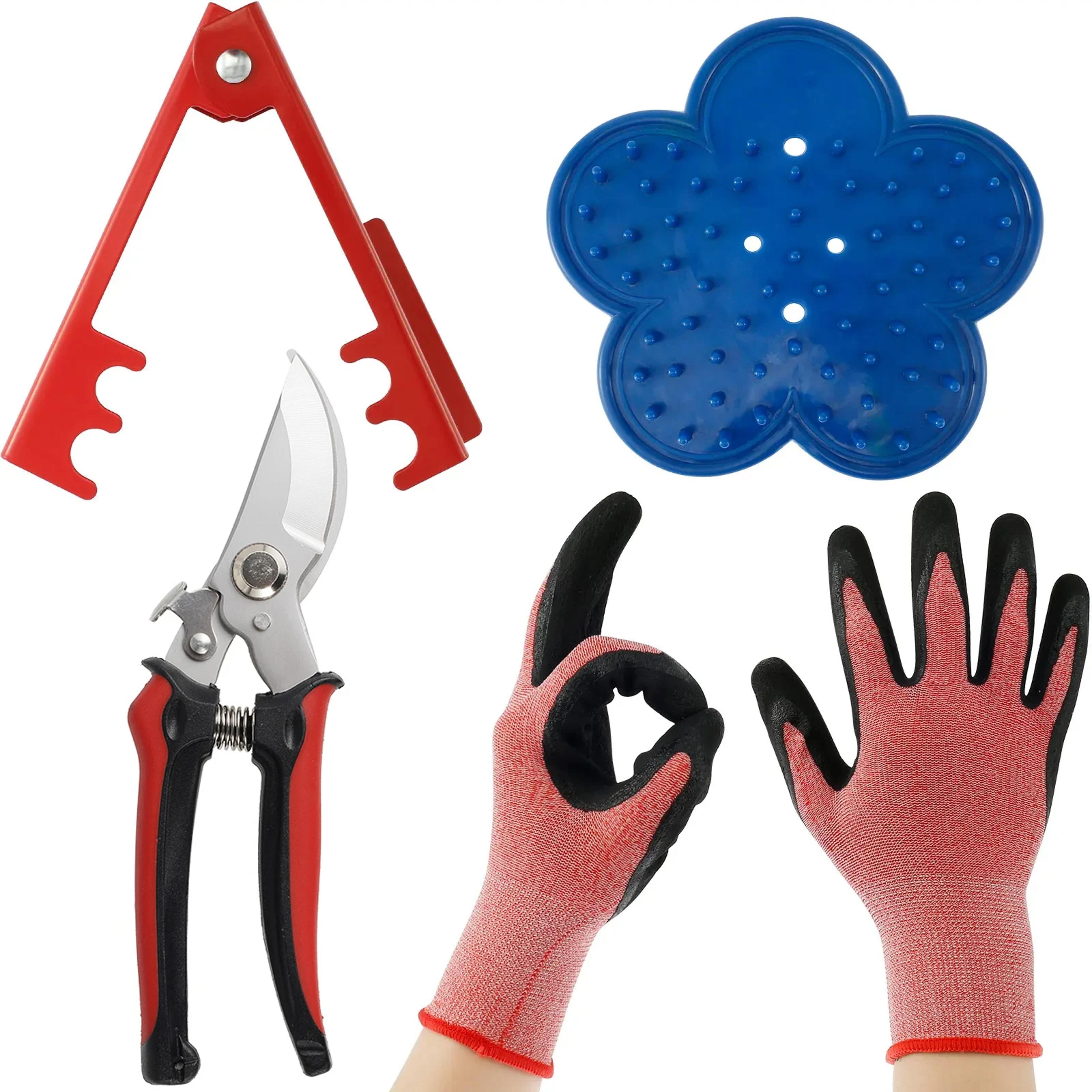 rose leaf thorn stripper garden hand tool set, portable ergonomic rose thorn remover tool with labor-saving gloves