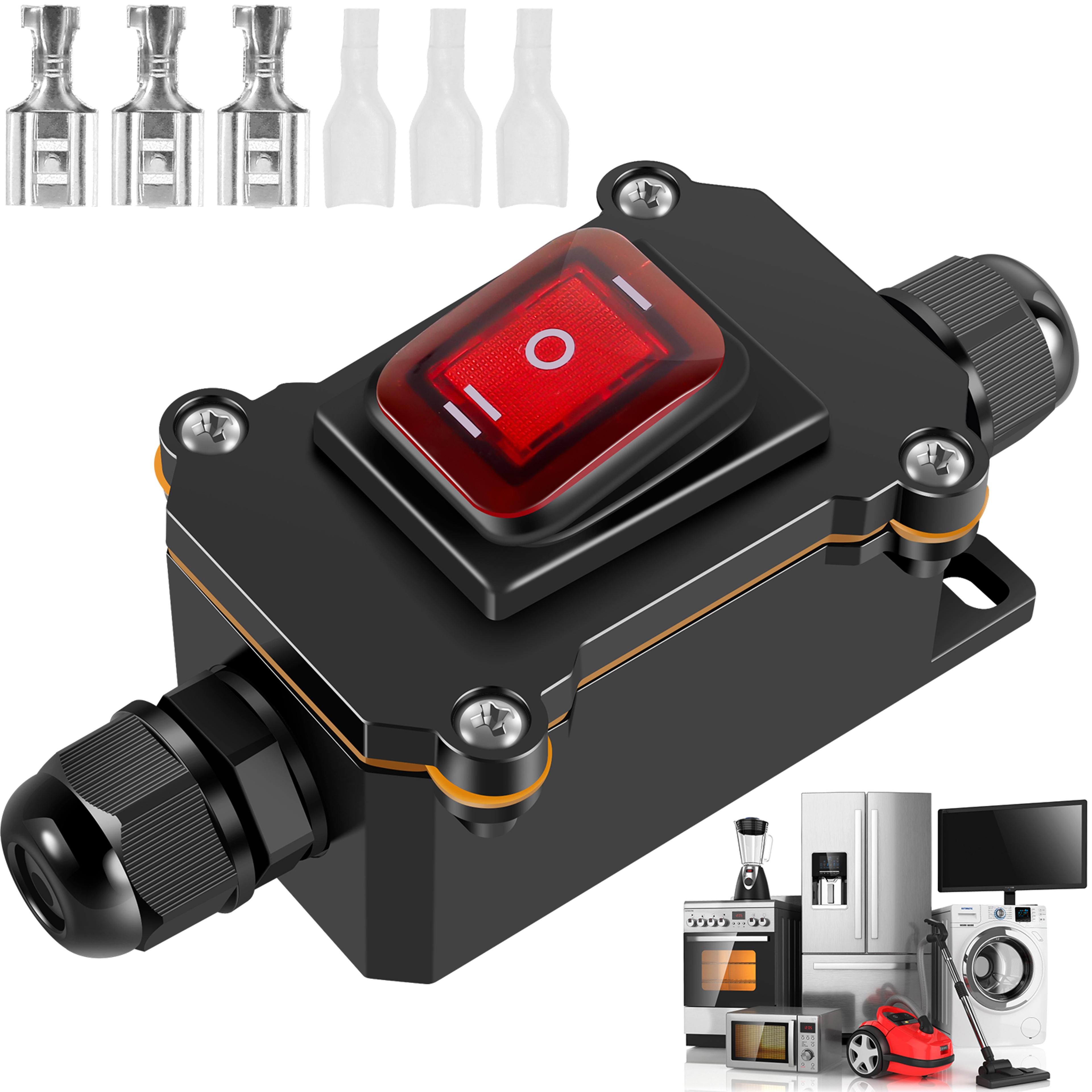 inline power cord switch box, marine rocker on off, high current connector for outdoor refitting junction box