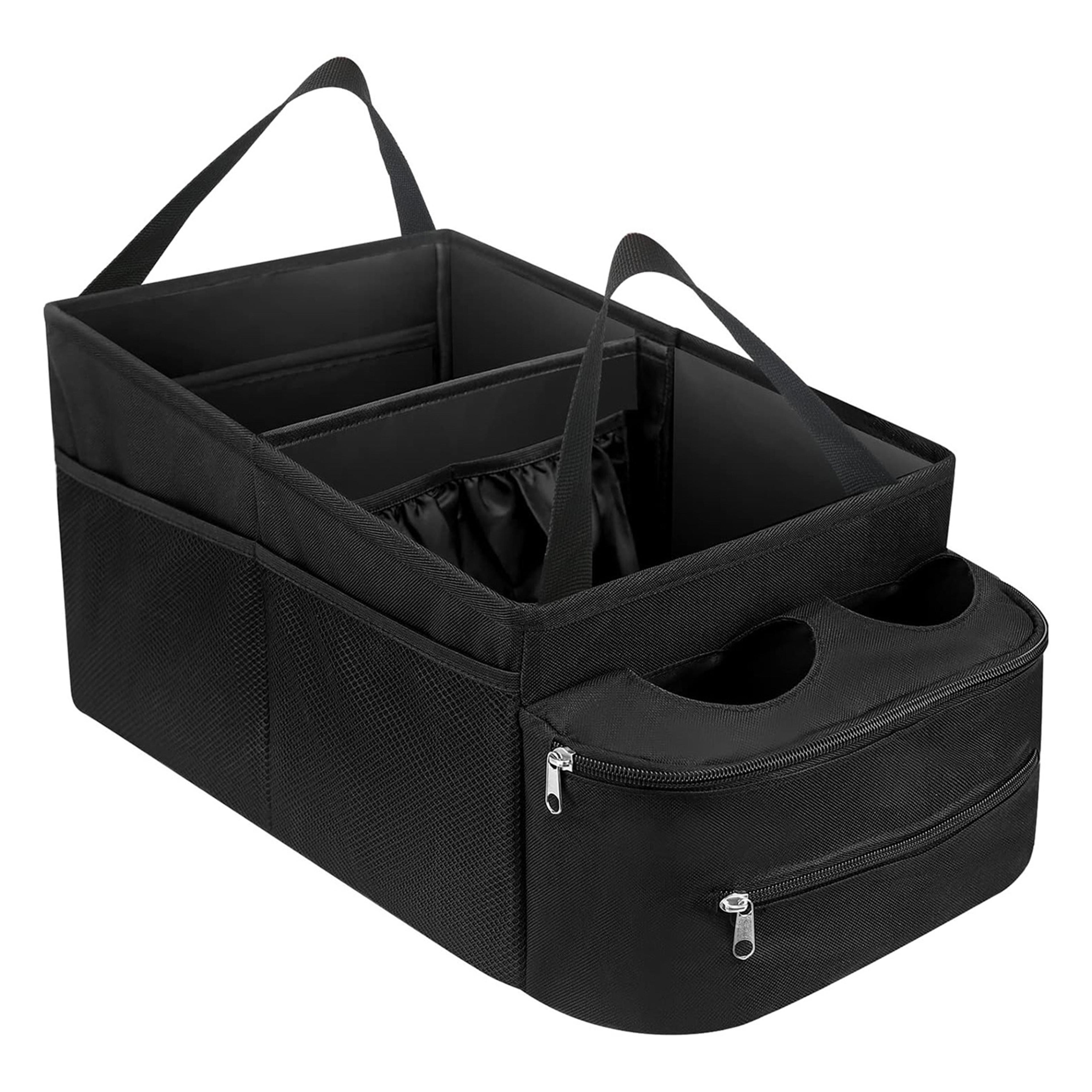 car trunk organizer storage box, waterproof folding boot seat organizer, nonslip pen water cup phone organizer