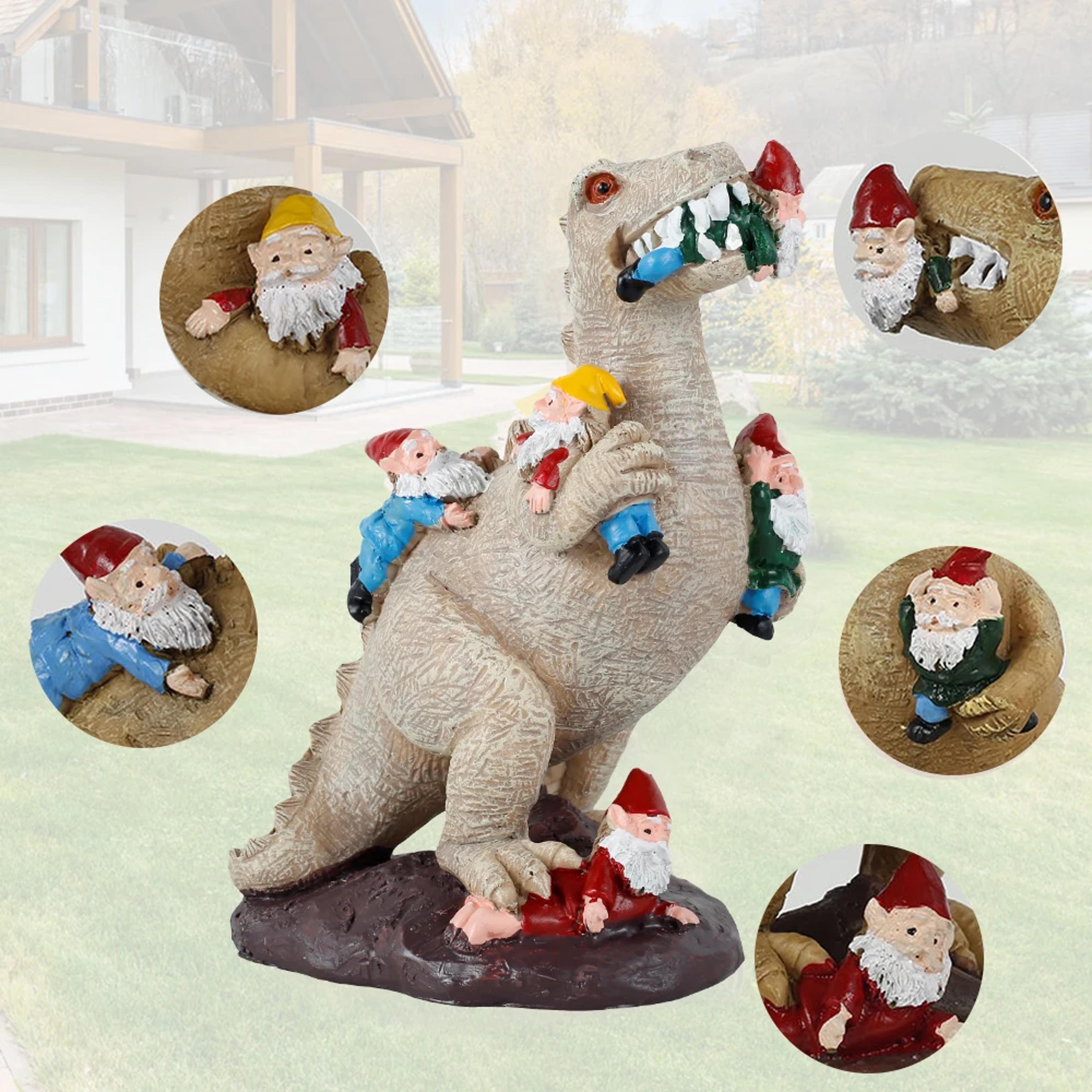 multiple sculptures garden dinosaurs, funny animals yard resin decor, wall-mounted bear napping, landscape gnomes