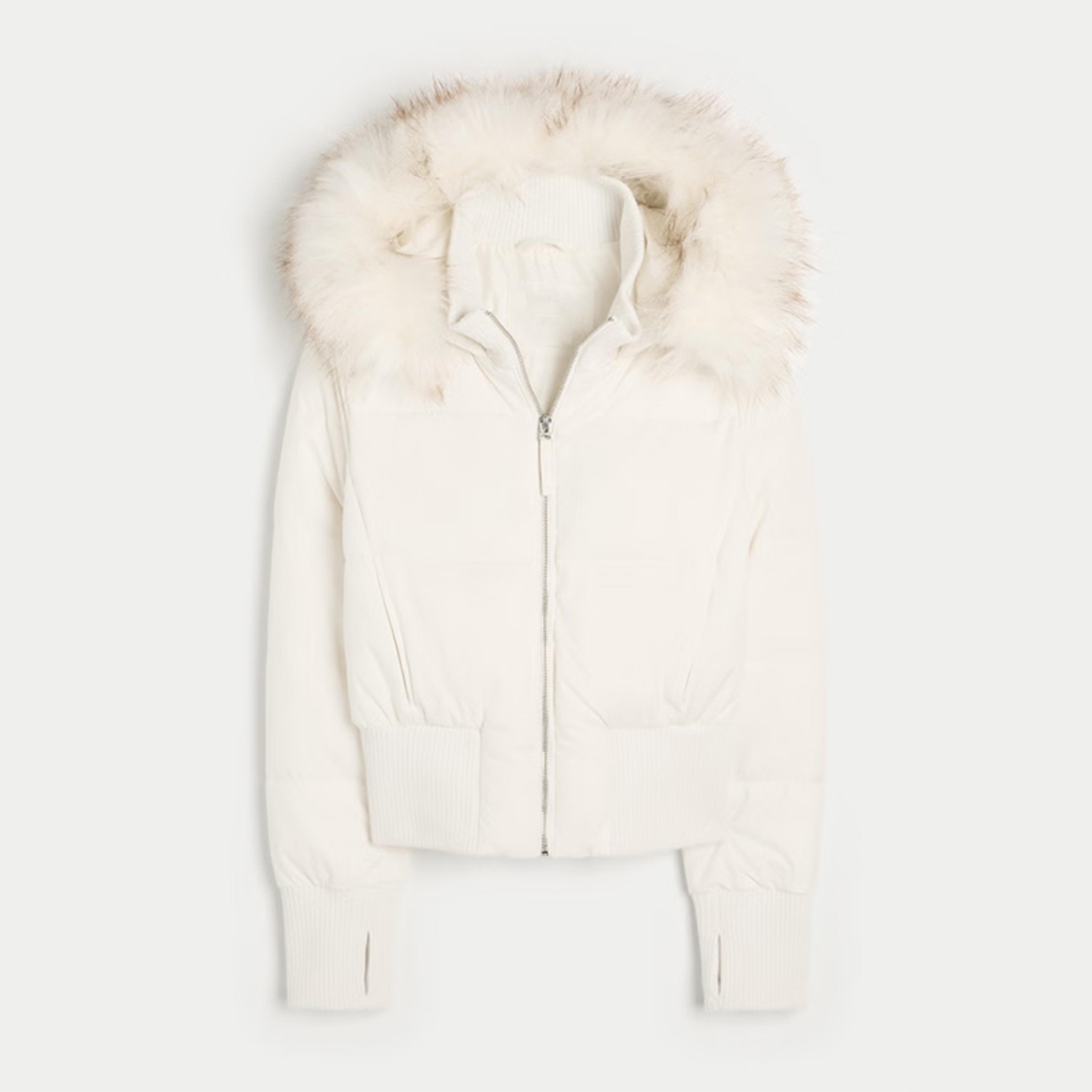 women's faux fur hooded cropped quilted winter jacket for cozy everyday wear