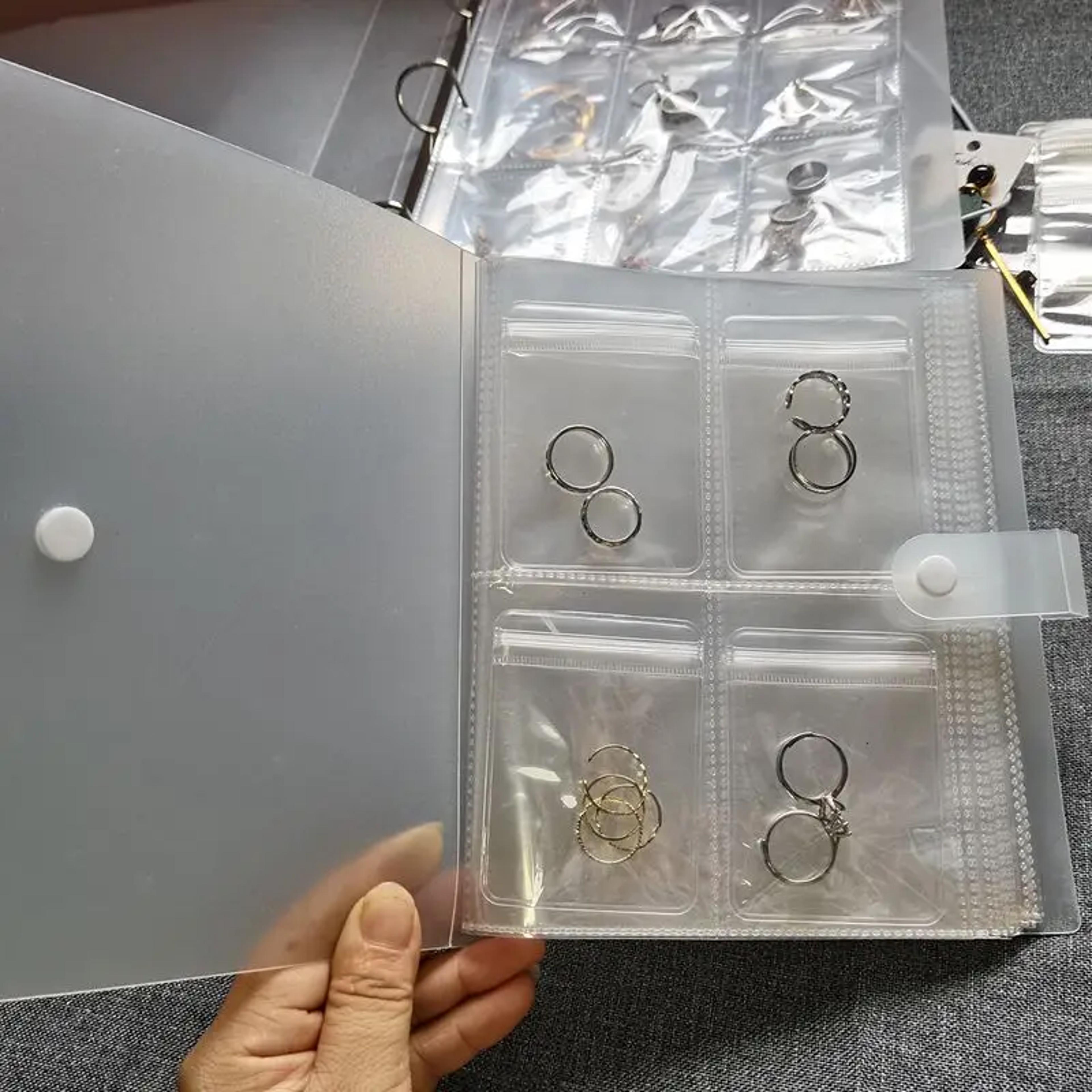transparent jewelry organizer book for tangle free necklace, ring and earring storage