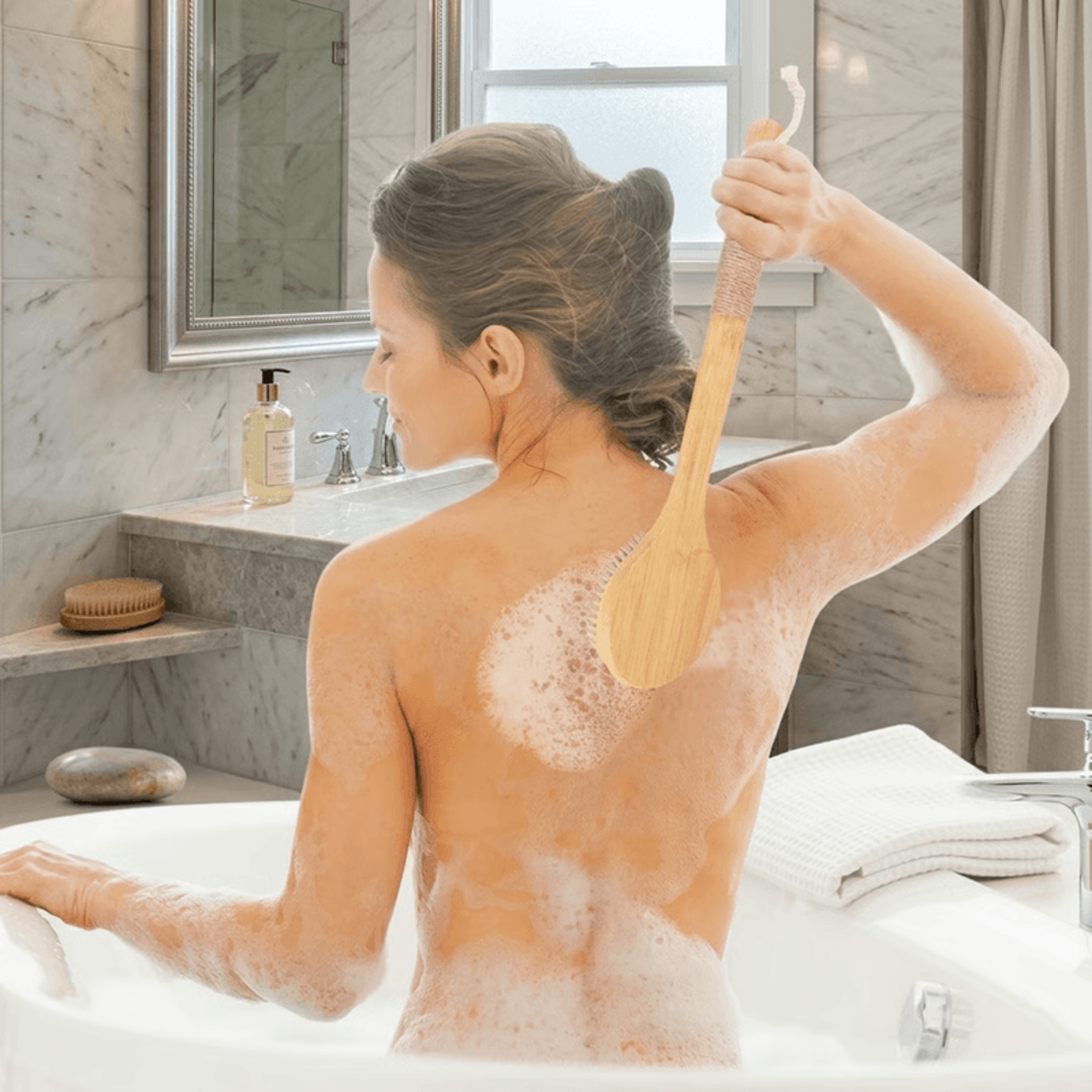 bamboo back scrubber, gentle exfoliation & skin care tool for smooth skin