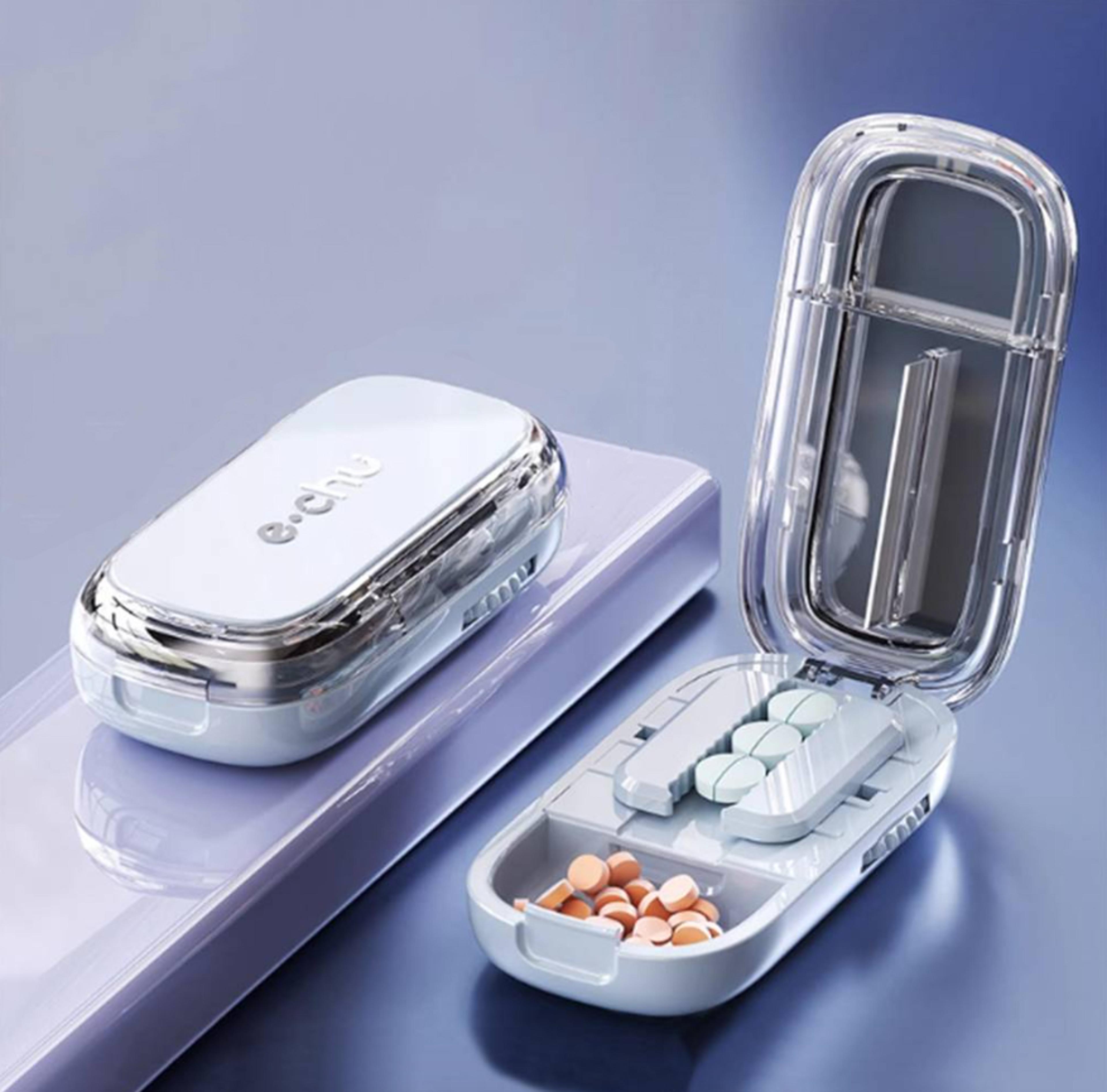 3-in-1 pill cutter with organizer portable tablet splitter