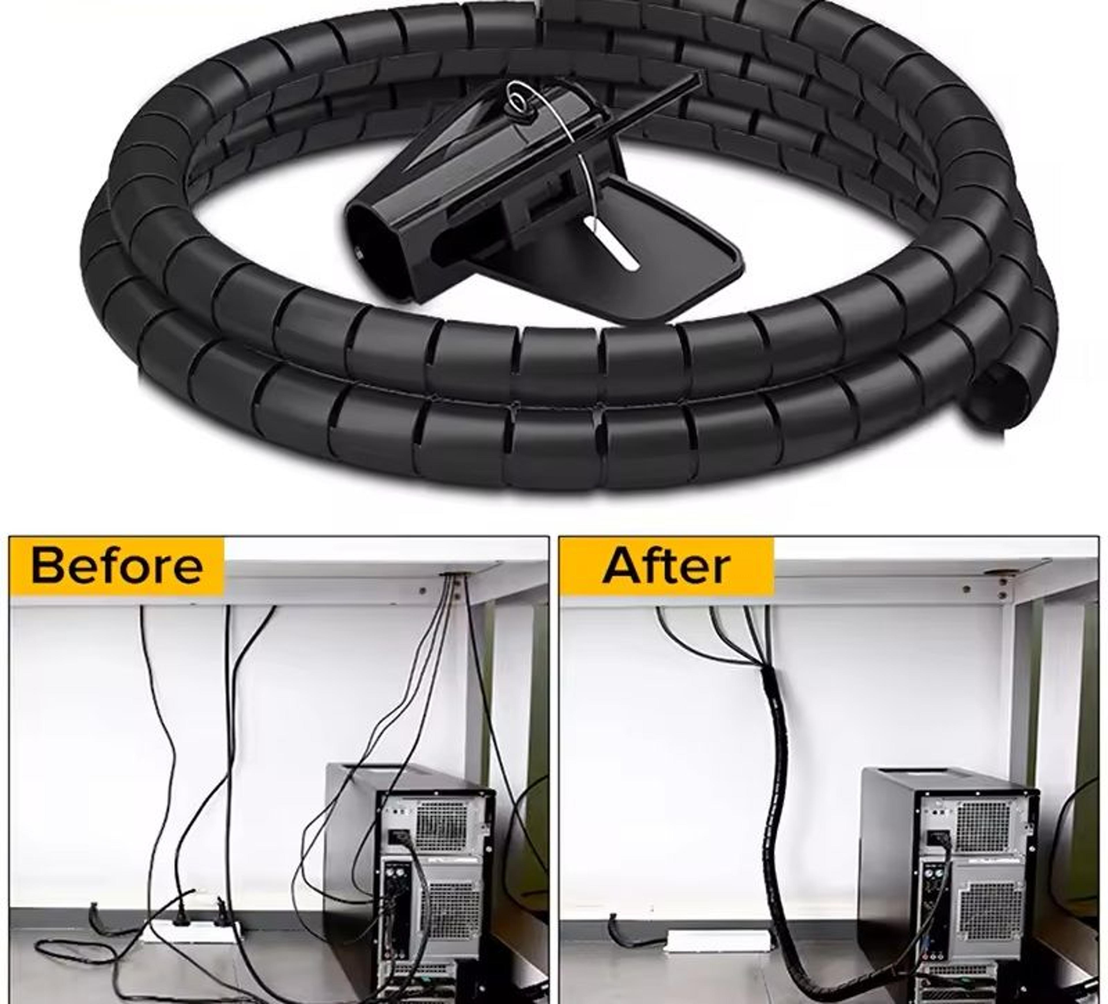 flexible spiral cable organizer – 2m length, 10mm/16mm diameter, durable wire management sleeve