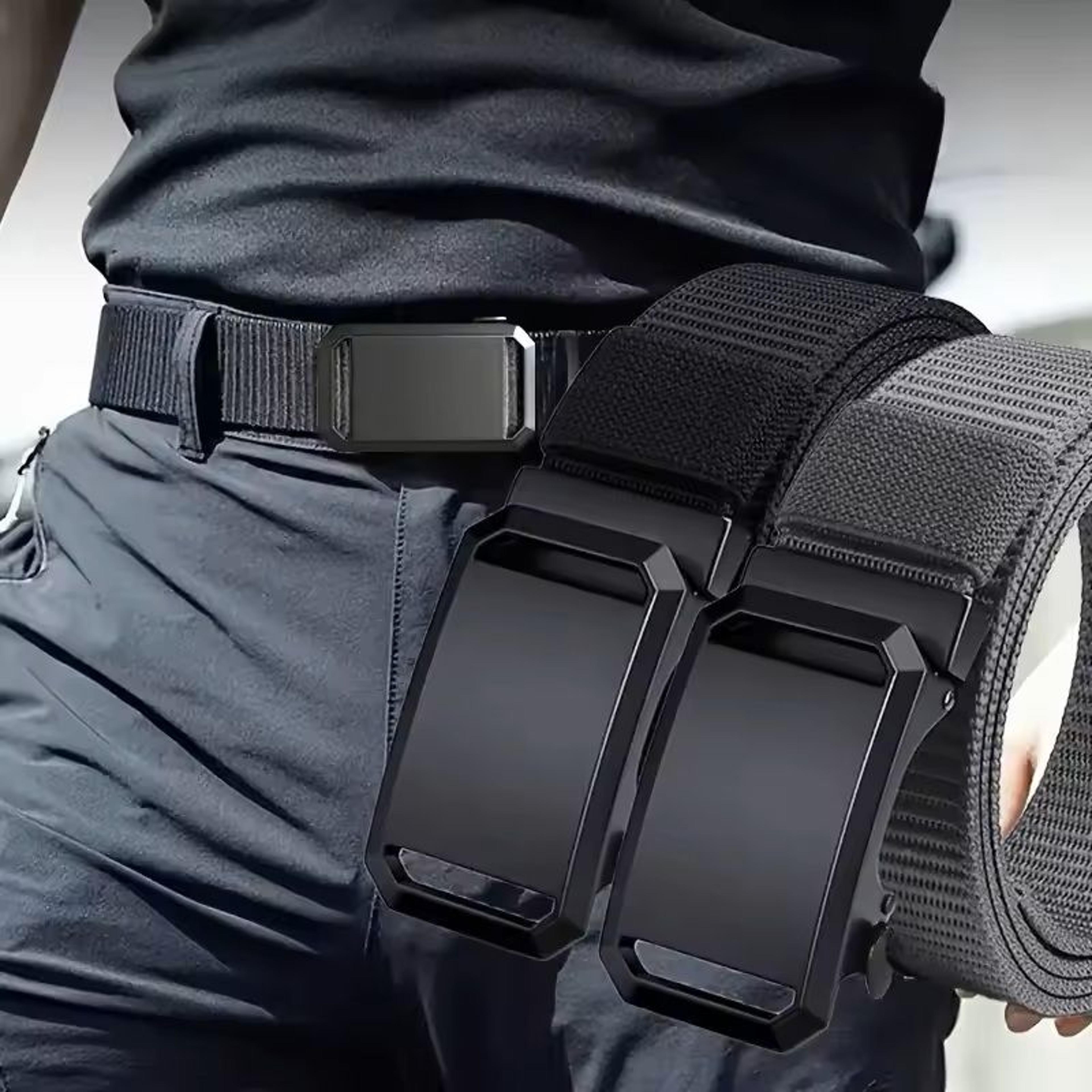 men tactical canvas belt automatic buckle military style outdoor workwear belt